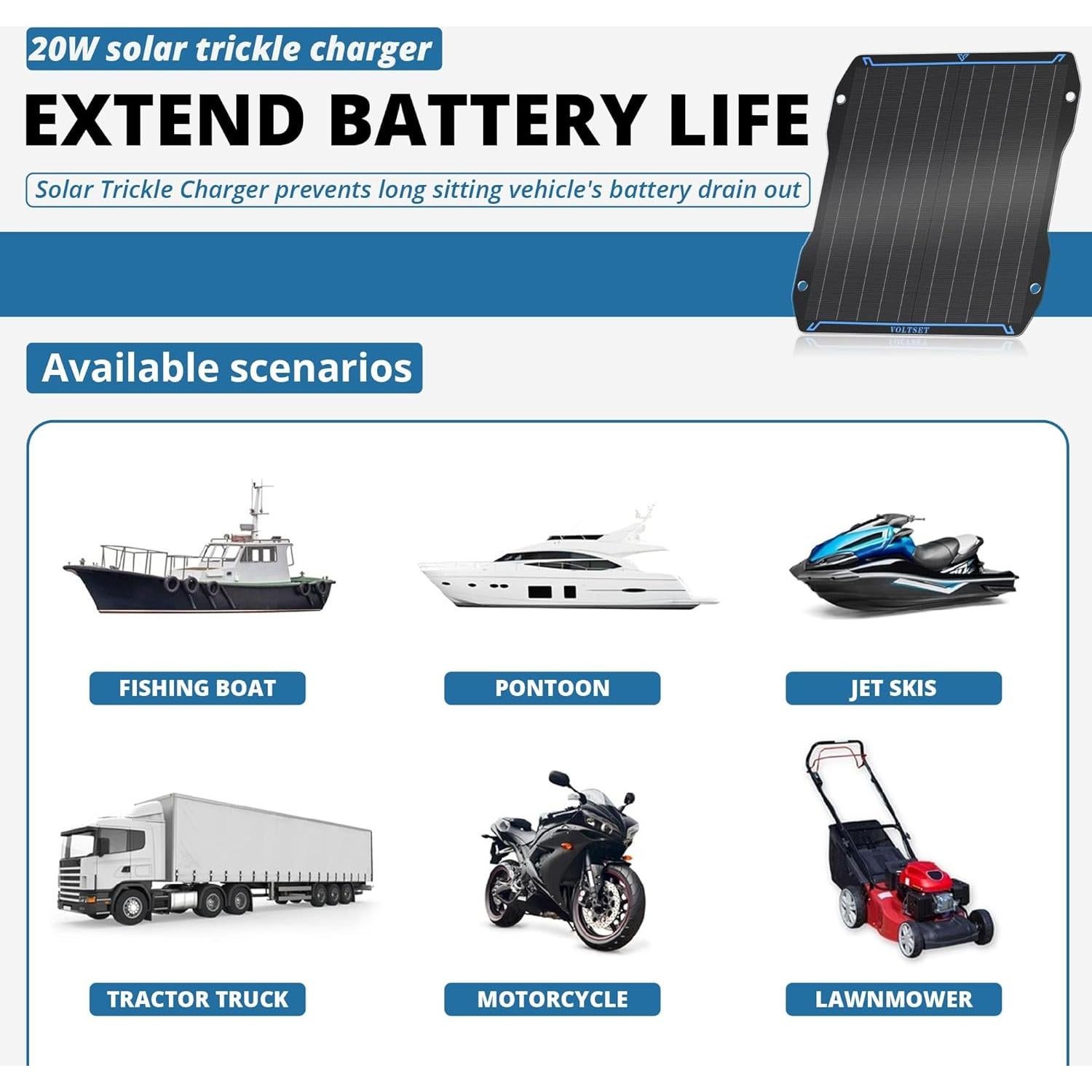 Cargador Solar 20W Voltset 12V Flexible Impermeable