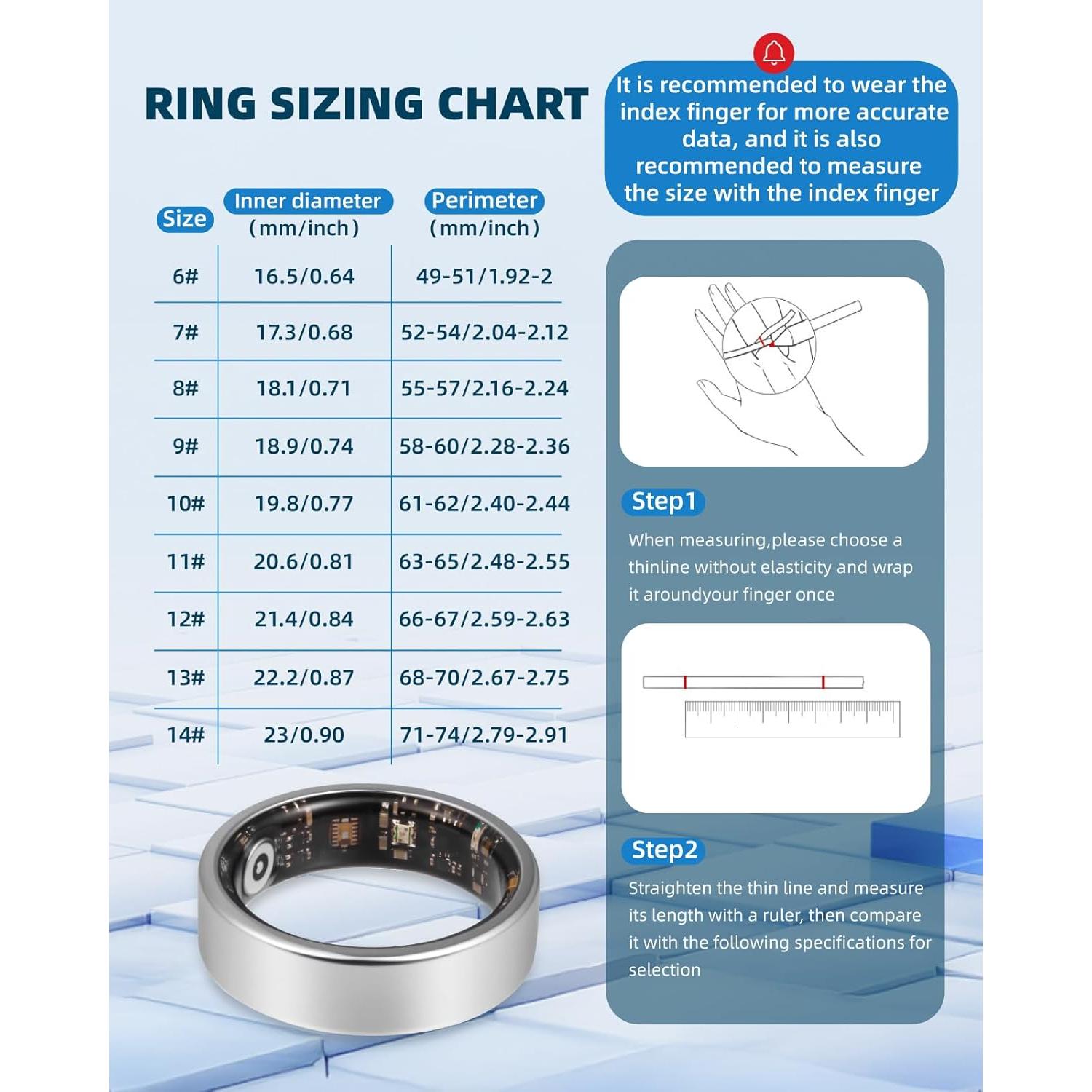 Anillo Inteligente Mexlyca Fitness Plata 8# Monitoreo Salud