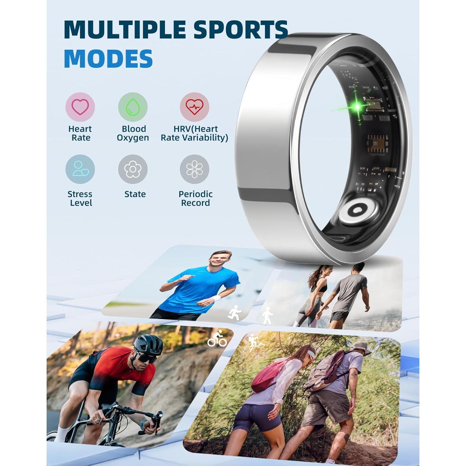 Anillo Inteligente Mexlyca Fitness Plata 8# Monitoreo Salud