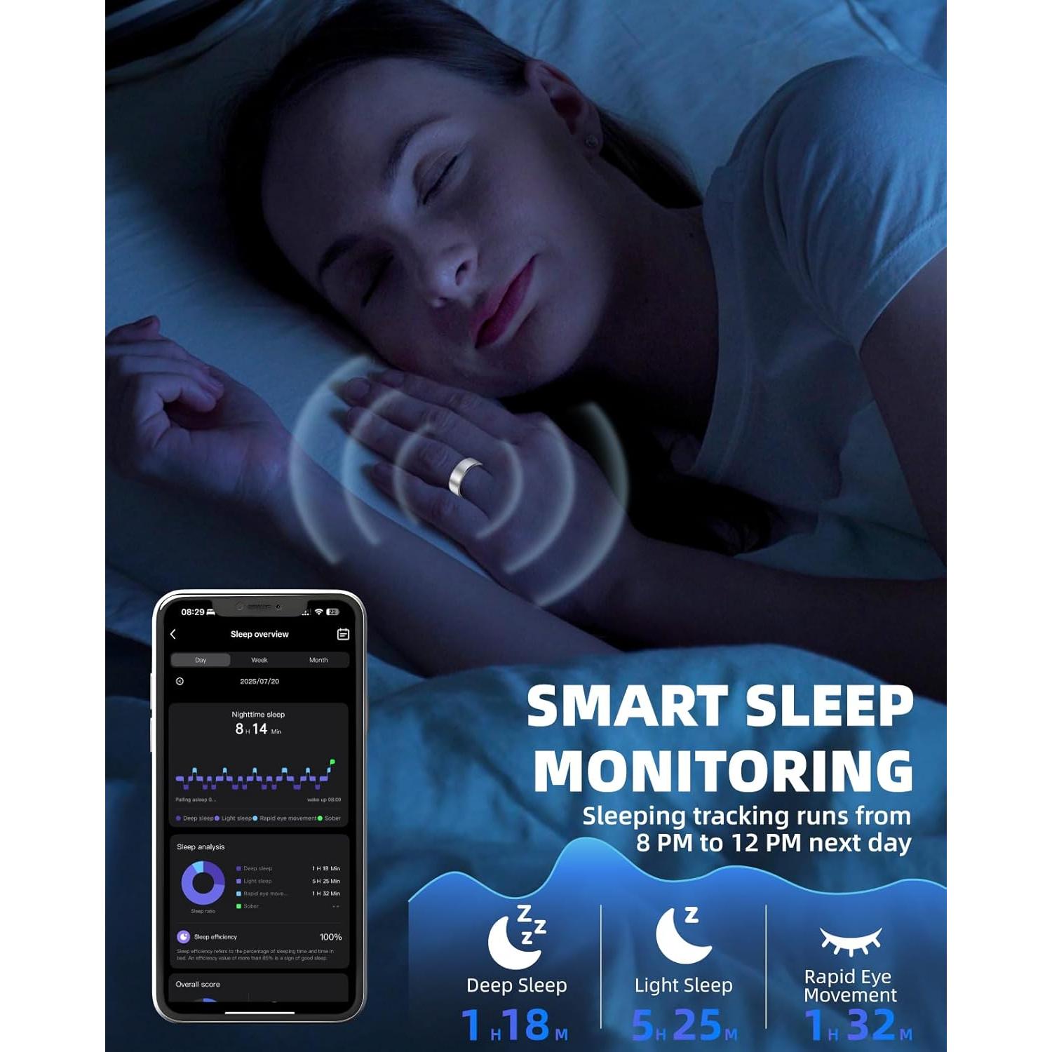 Anillo Inteligente Mexlyca Fitness Plata 8# Monitoreo Salud