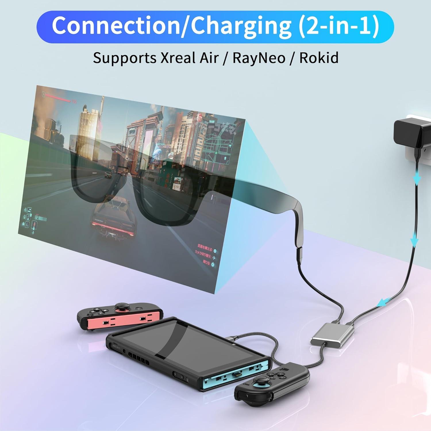 Adaptador USB-C KIHENG para Gafas AR - Carga Rápida 100W