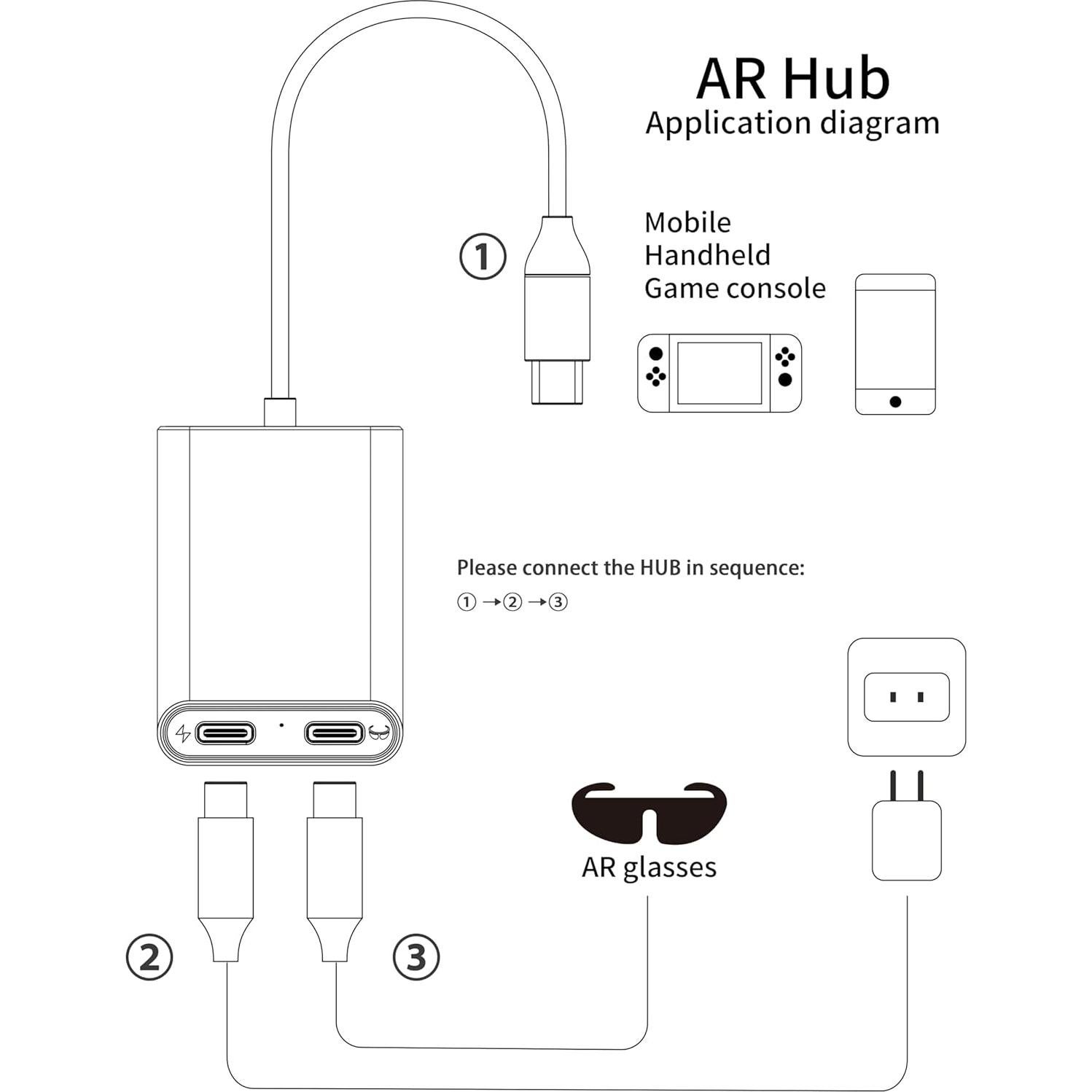 Adaptador USB-C KIHENG para Gafas AR - Carga Rápida 100W
