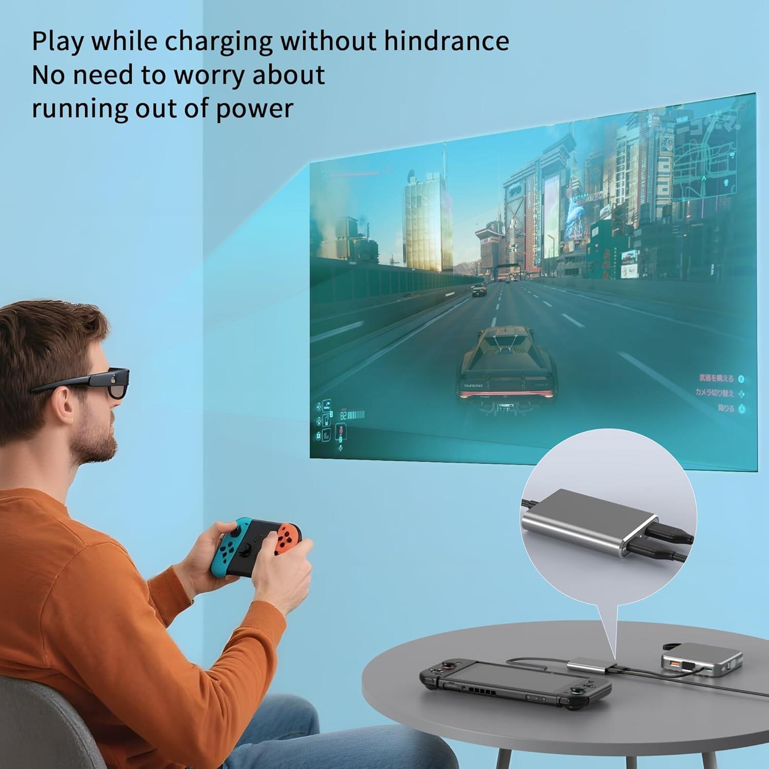 Adaptador USB-C KIHENG para Gafas AR - Carga Rápida 100W