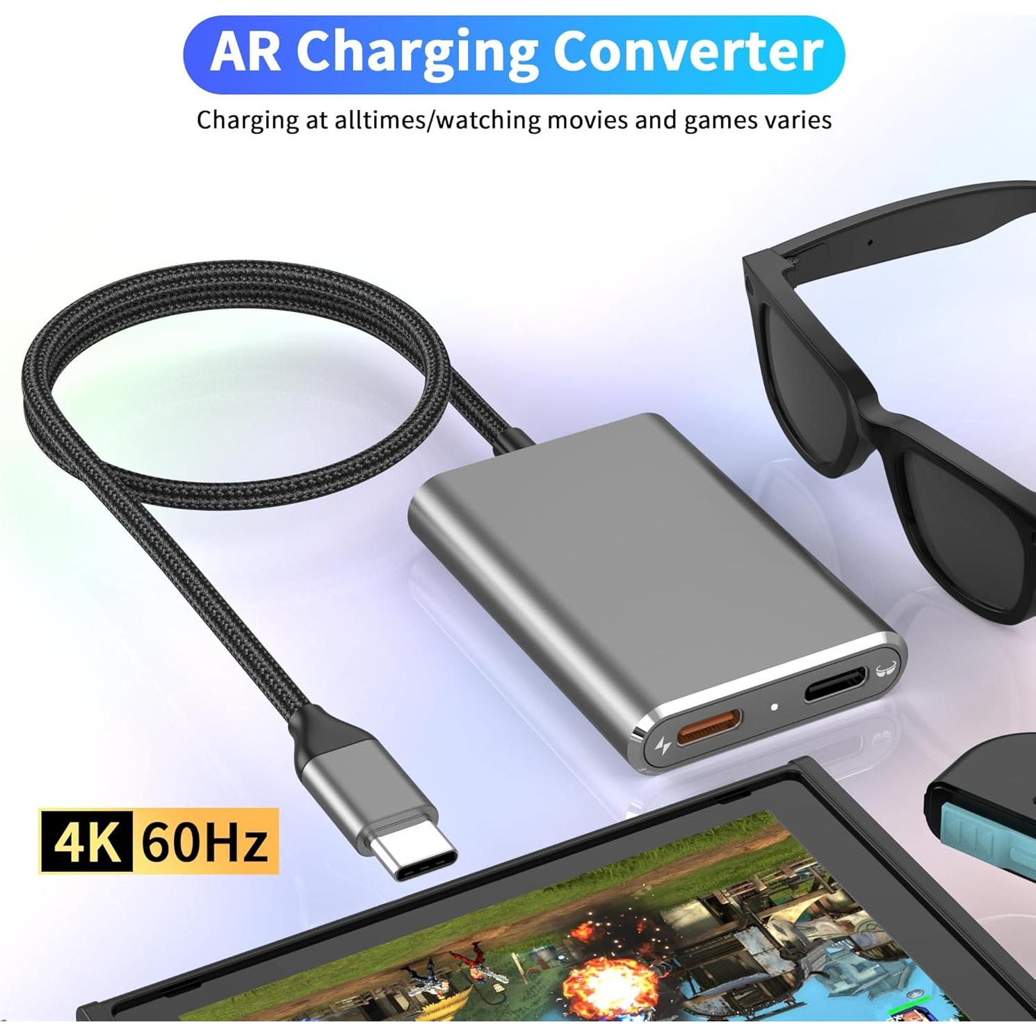 Adaptador USB-C KIHENG para Gafas AR - Carga Rápida 100W