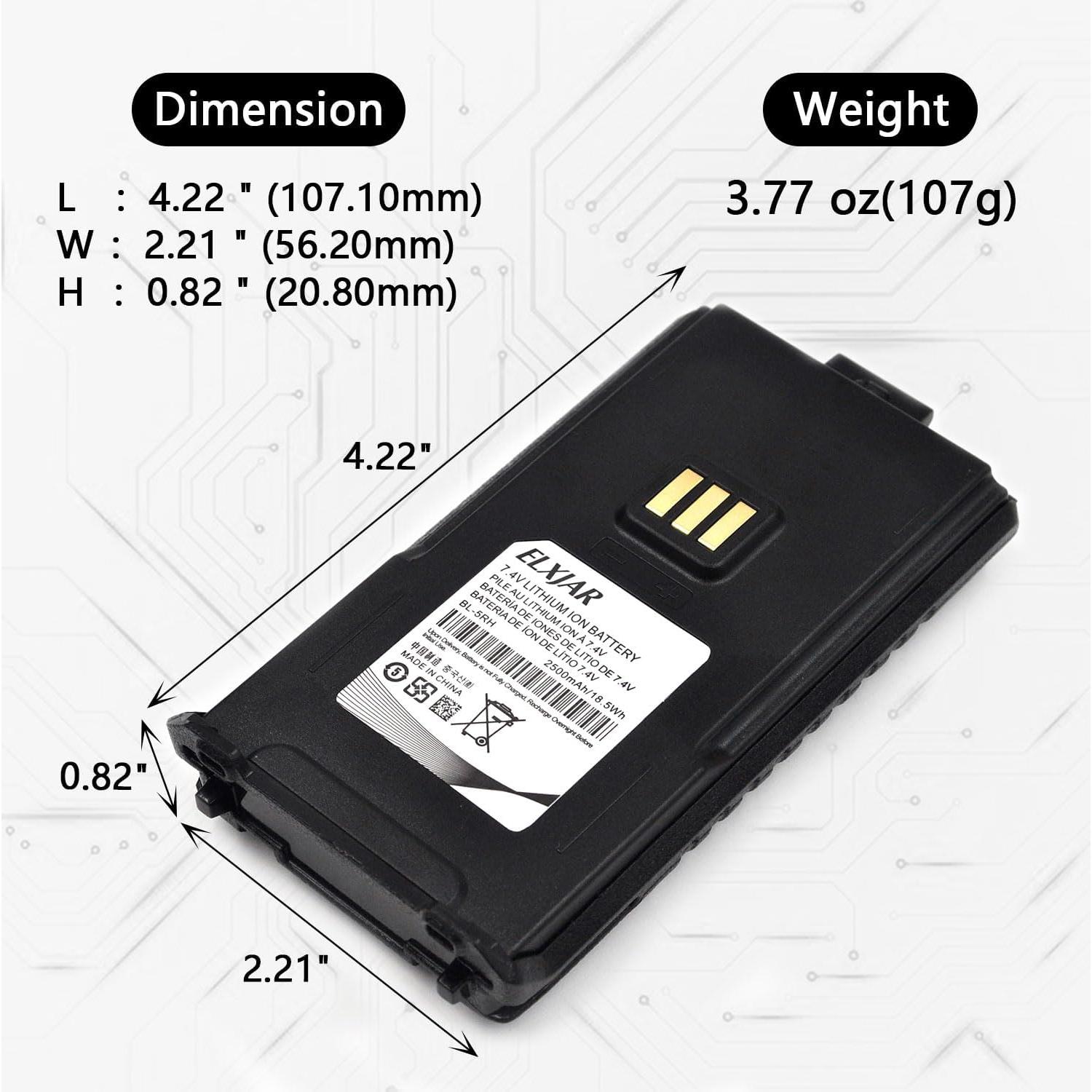 Paquete de 2 Baterías Li-ion 7.4V 2500mAh USB-C elxjar