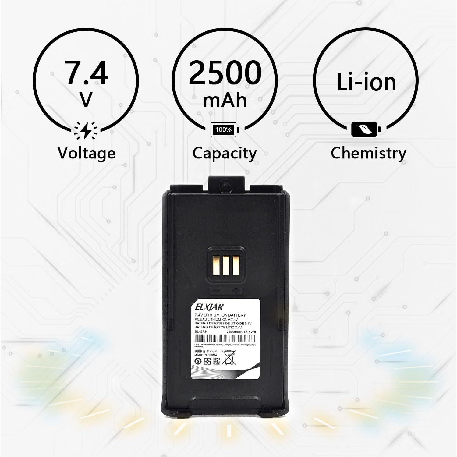 Paquete de 2 Baterías Li-ion 7.4V 2500mAh USB-C elxjar