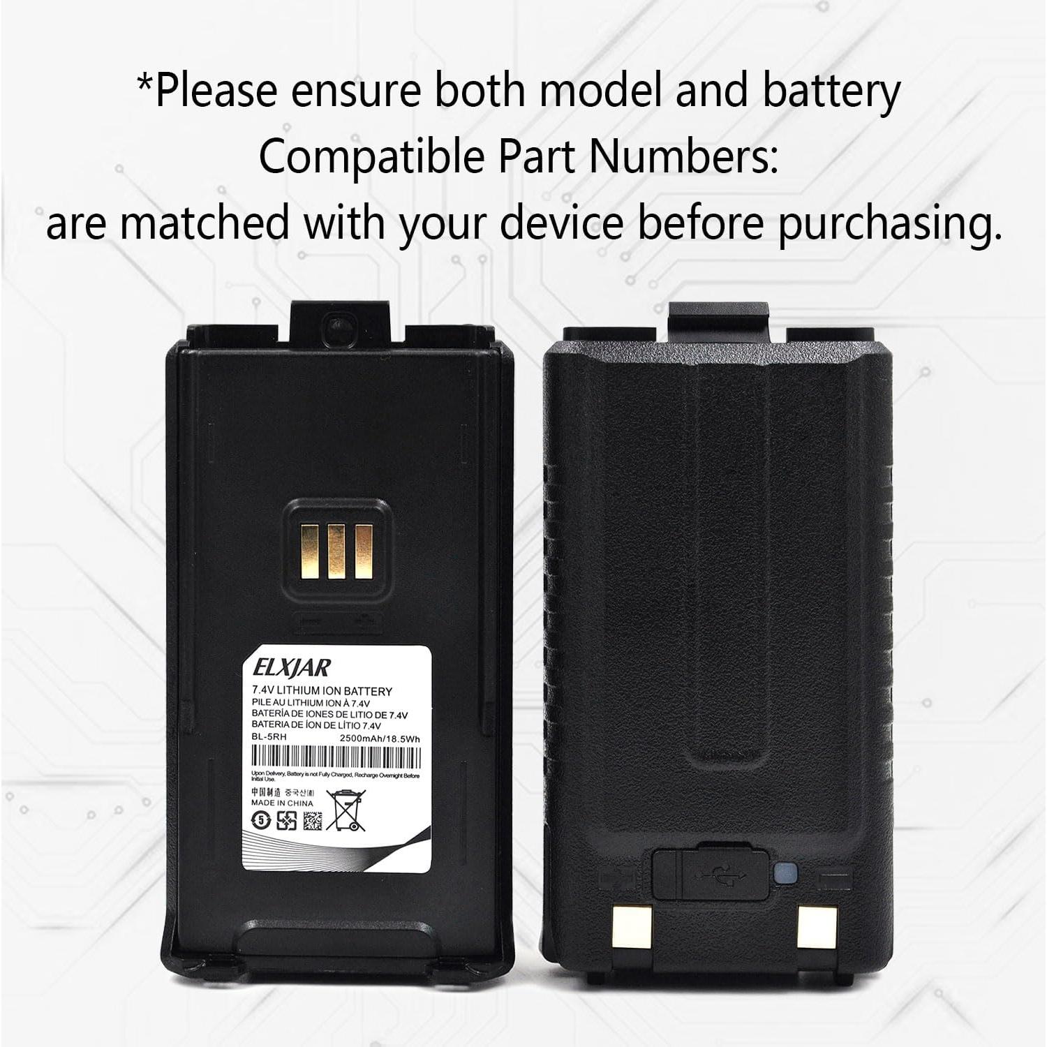 Paquete de 2 Baterías Li-ion 7.4V 2500mAh USB-C elxjar