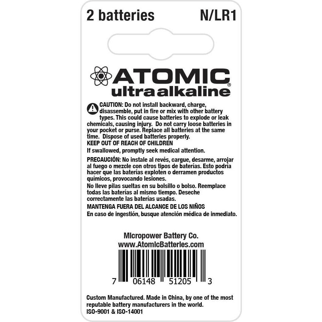 Baterías Ultra Alcalinas ATOMIC N - LR1 1.5V (2 Unidades)