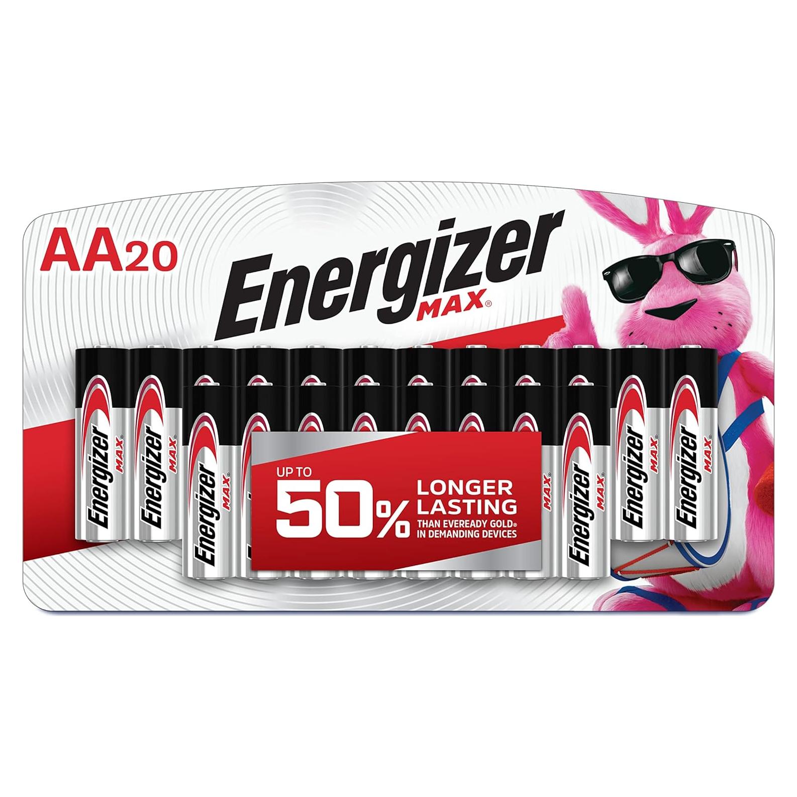Baterías Alcalinas Energizer MAX AA - Paquete de 20 Unidades