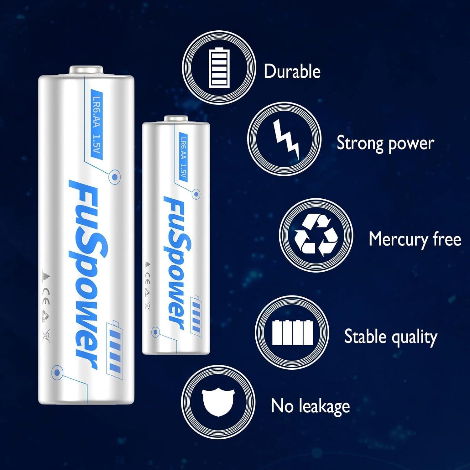 Baterías Alcalinas AA 1.5V Fuspower 25 Piezas LR6