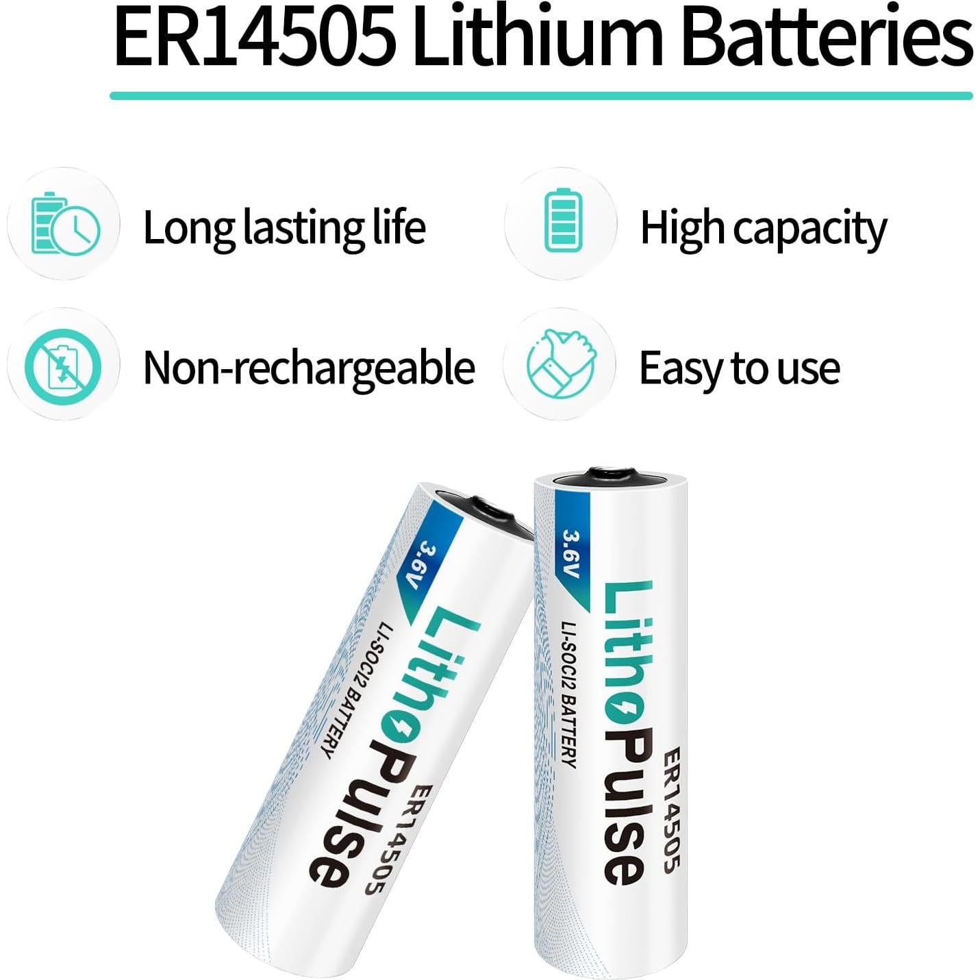 Paquete de 4 Baterías de Litio ER14505 3.6V AA 2700mAh