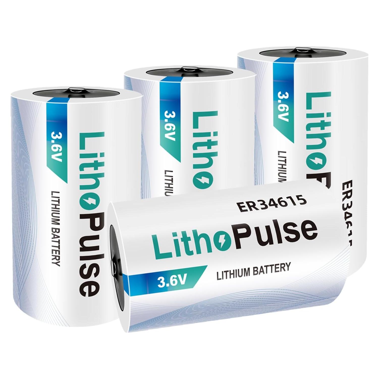 Paquete de 4 Baterías de Litio ER34615 D 3.6V 19000mAh