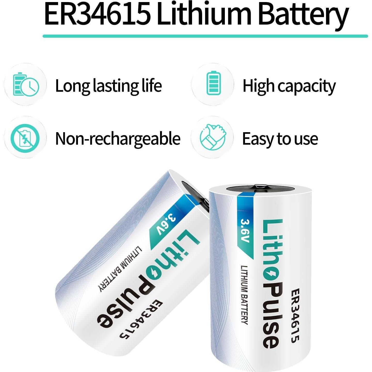 Paquete de 4 Baterías de Litio ER34615 D 3.6V 19000mAh