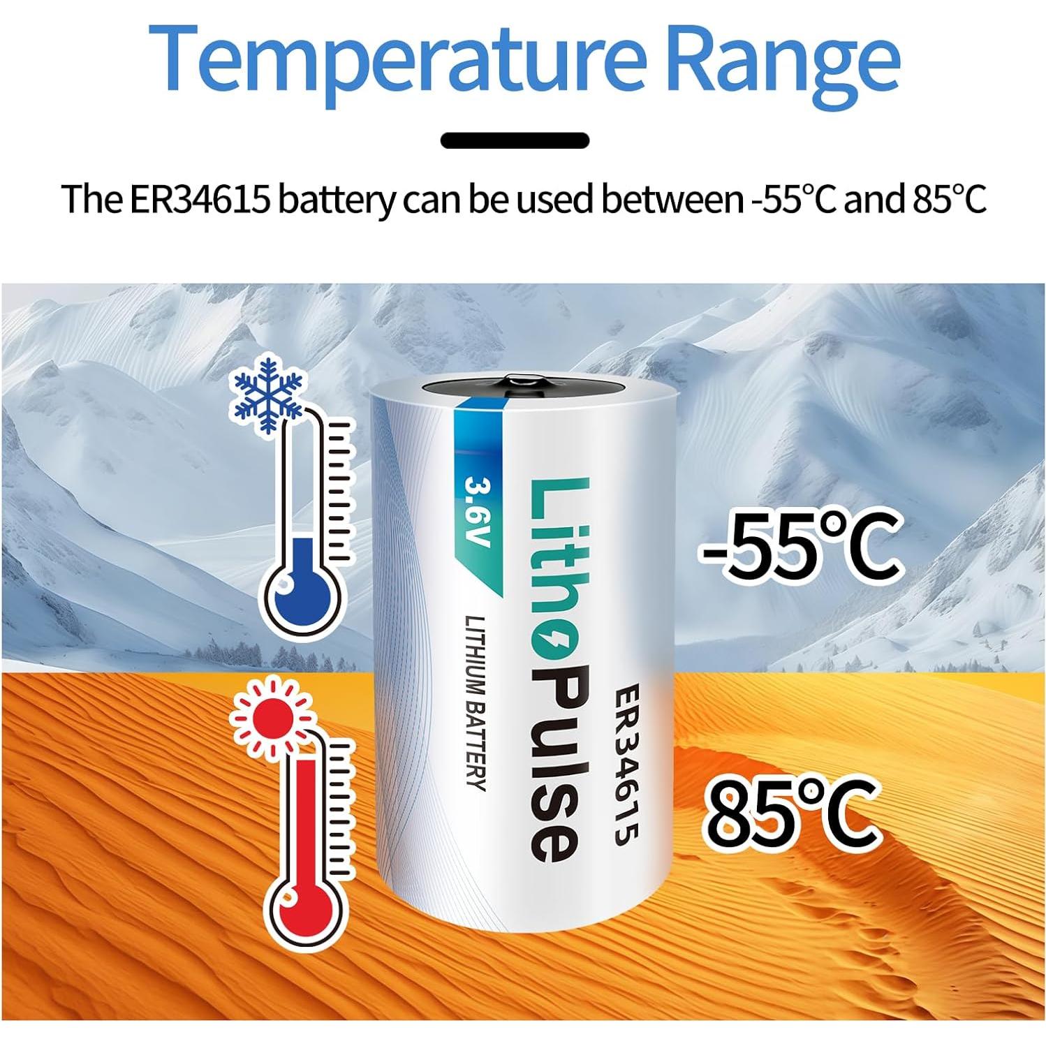 Paquete de 4 Baterías de Litio ER34615 D 3.6V 19000mAh