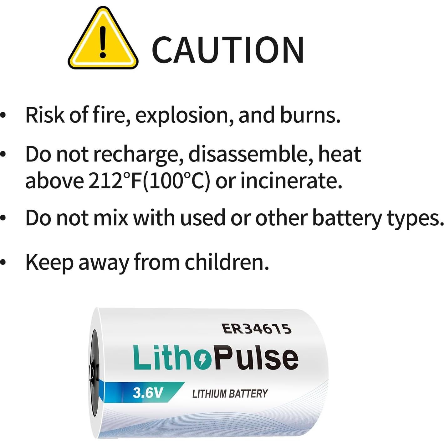 Paquete de 4 Baterías de Litio ER34615 D 3.6V 19000mAh