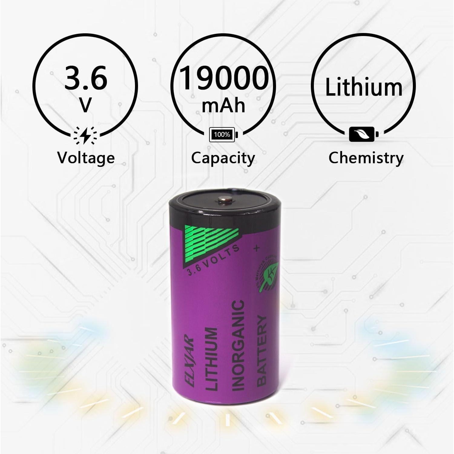 Batería de Litio No Recargable elxjar TL-5930 3.6V 19Ah 2-Pack