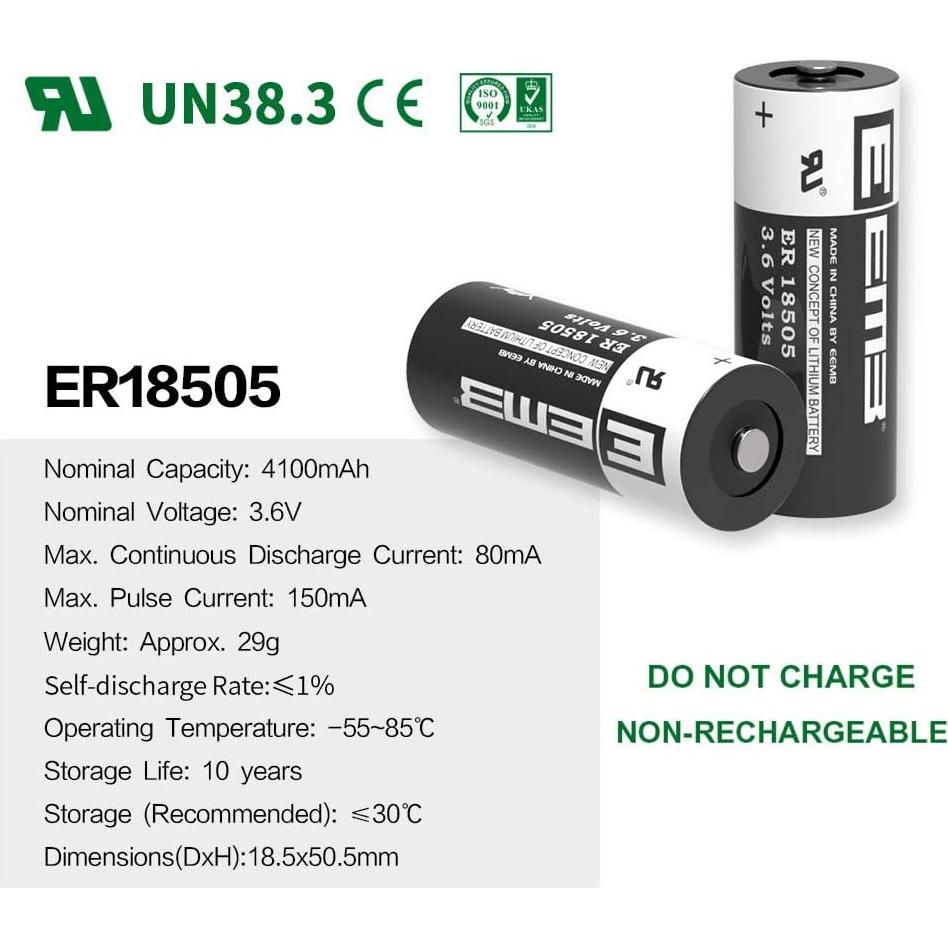 Batería de Litio No Recargable EEMB ER18505 3.6V 4100mAh