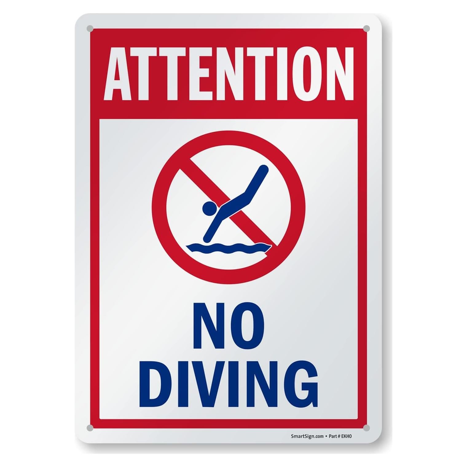 Señal de Aluminio SmartSign No Bucear 25 x 35 cm