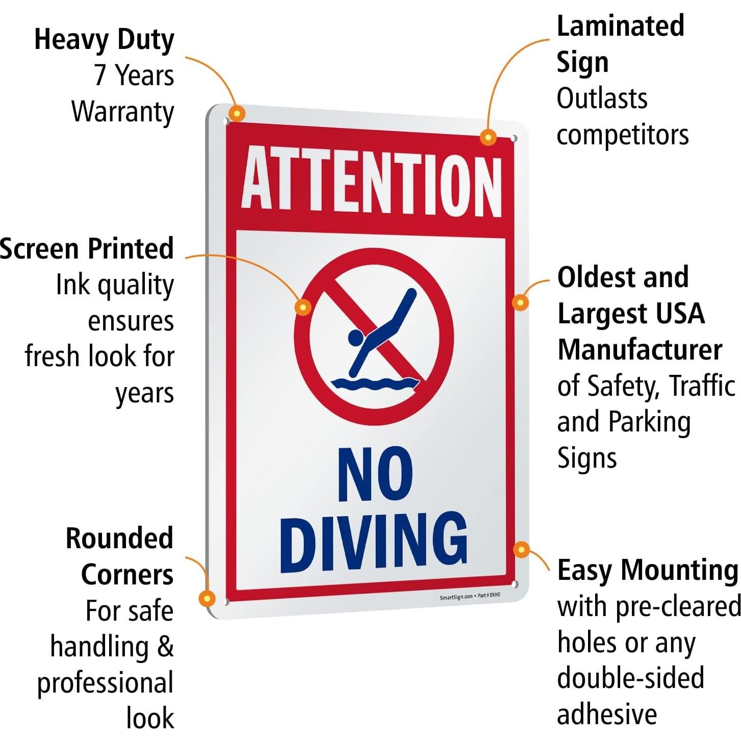 Señal de Aluminio SmartSign No Bucear 25 x 35 cm