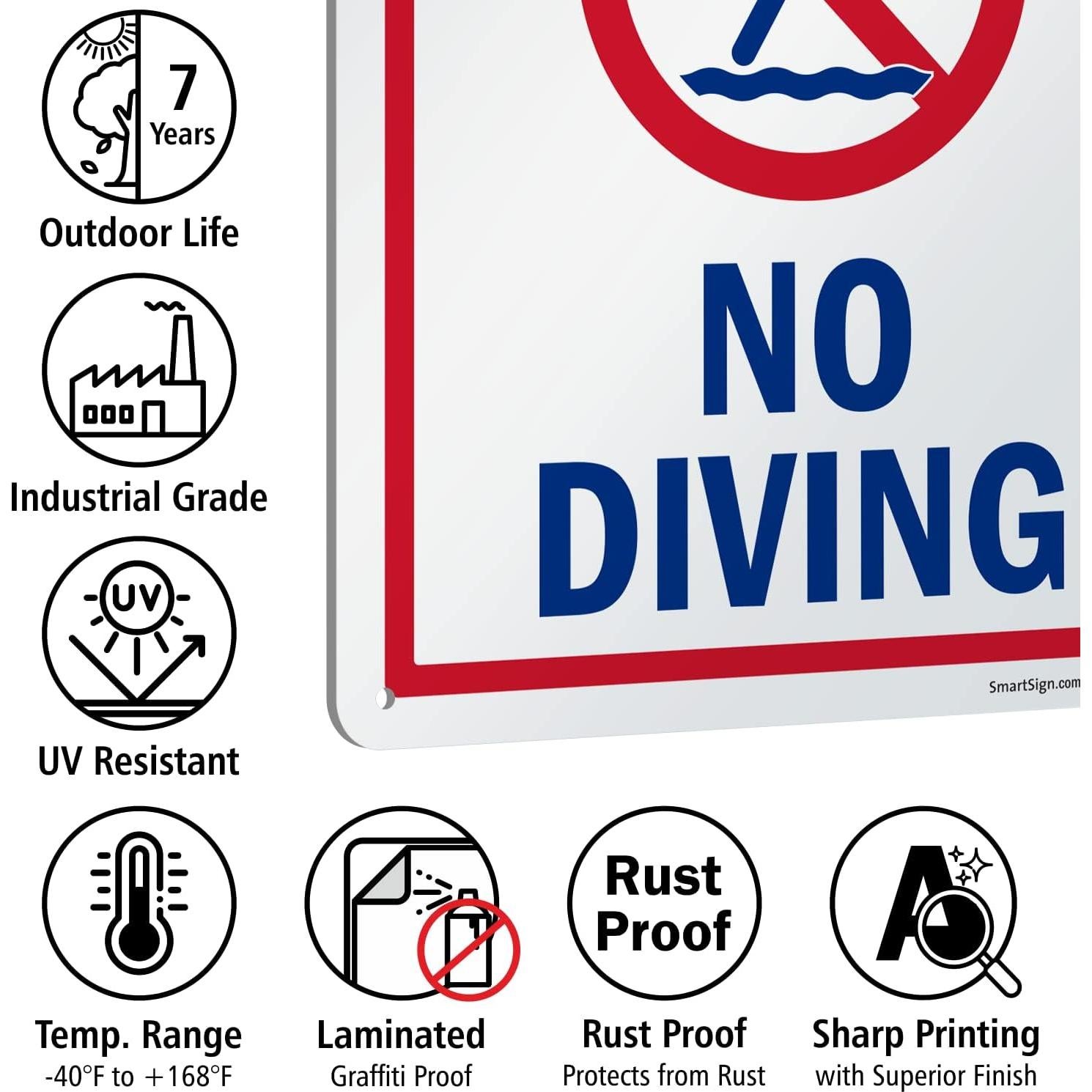 Señal de Aluminio SmartSign No Bucear 25 x 35 cm