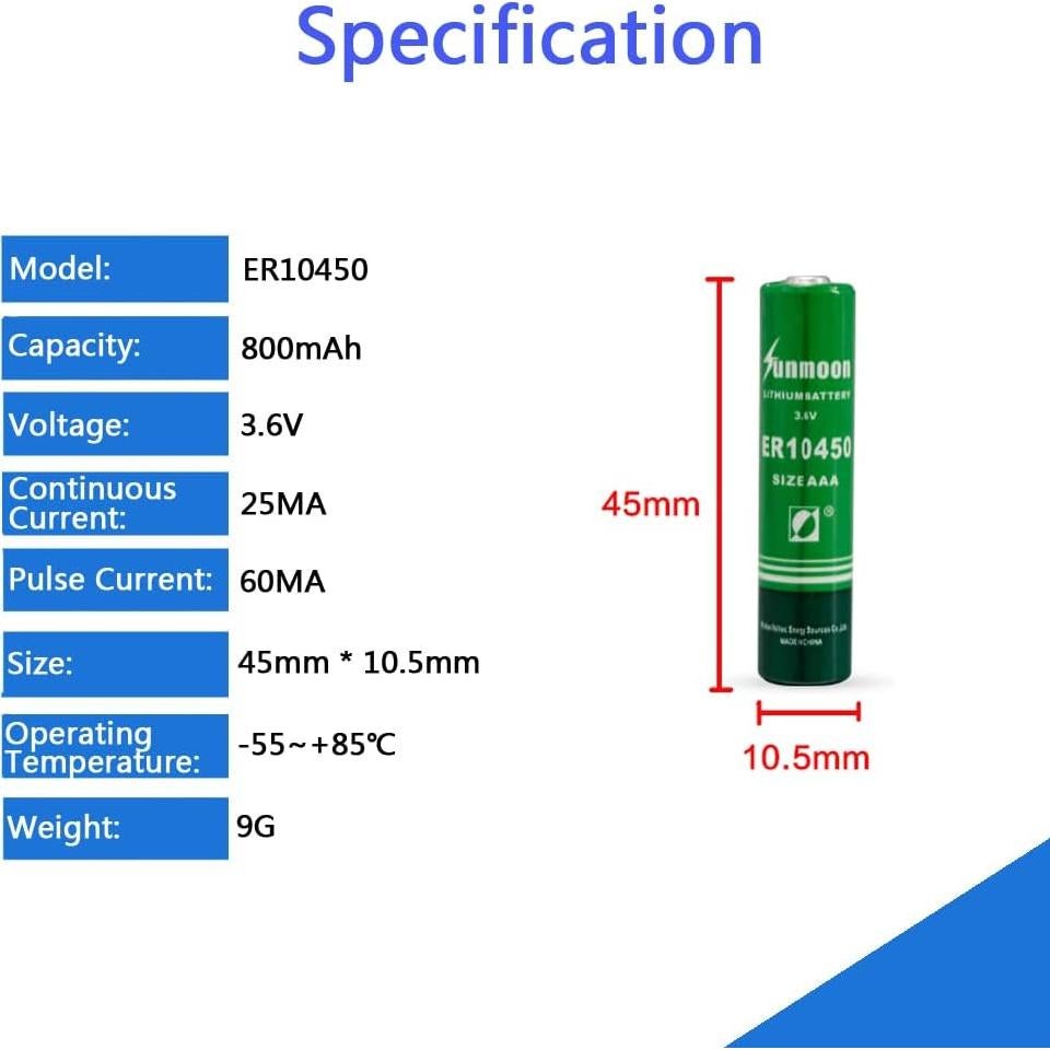 Paquete de 10 Baterías de Litio AAA ER10450 3.6V 800mAh