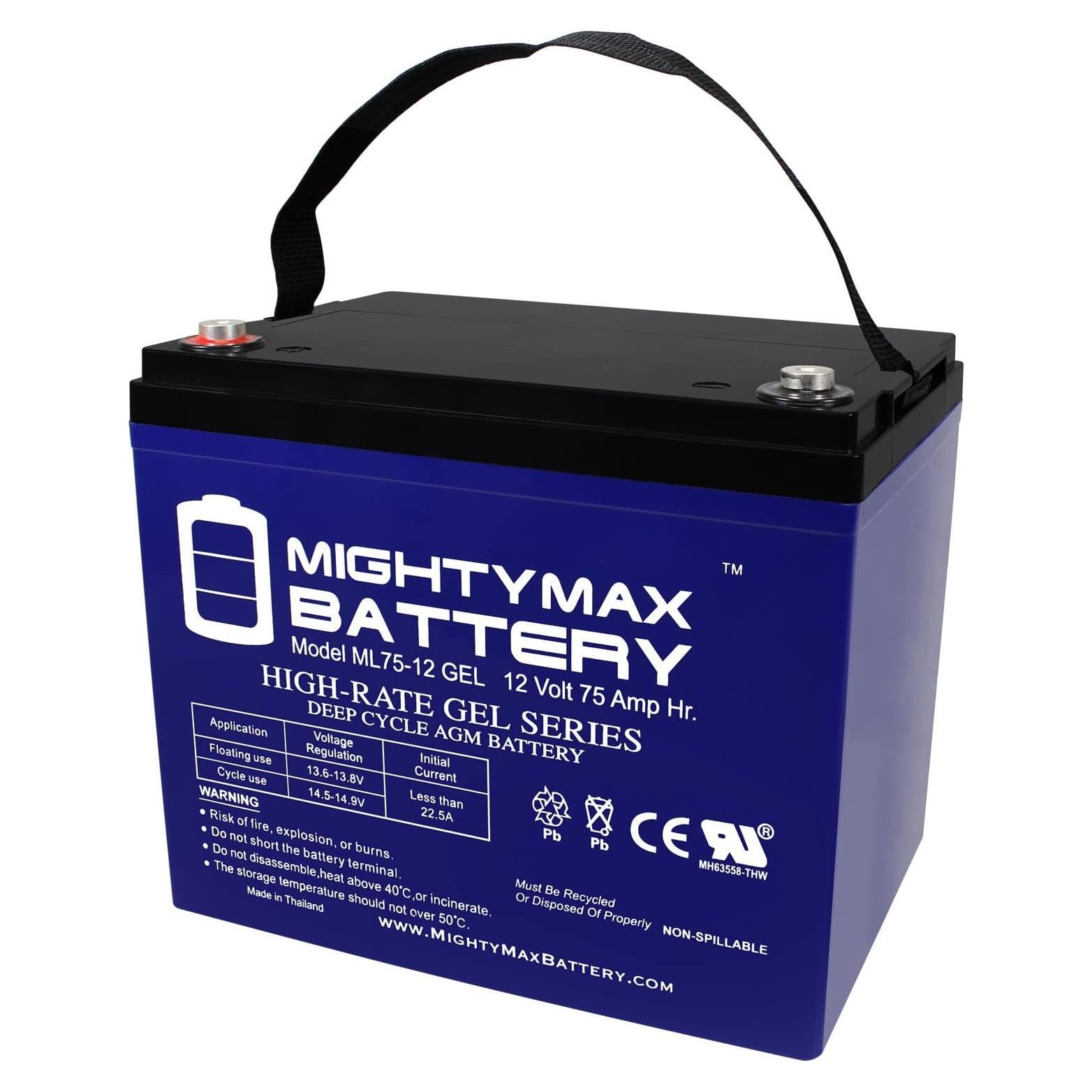 Batería GEL 12V 75AH Mighty Max ML75-12GEL387