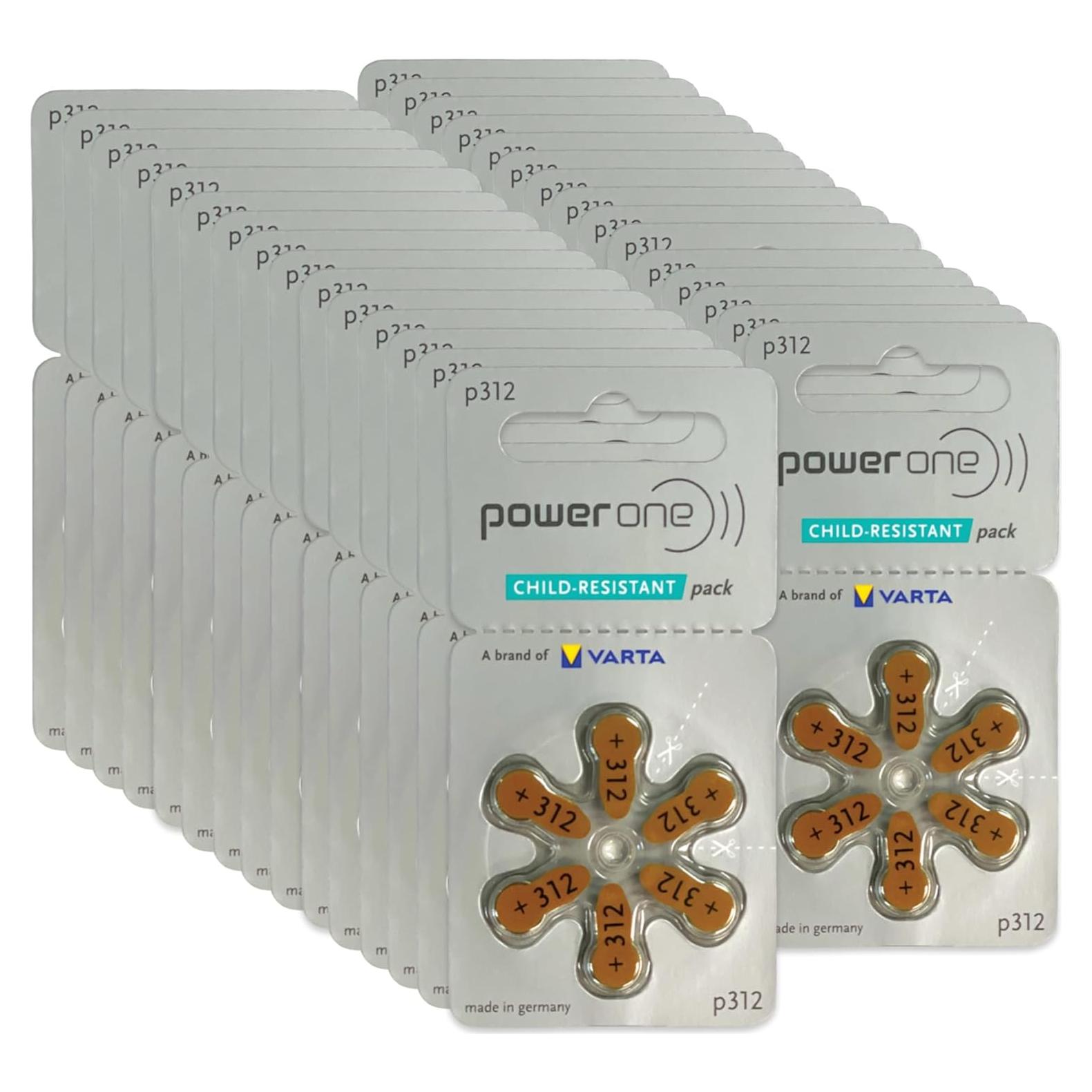 Baterías para Audífonos Power One P312 Zinc-Aire 180 Unidades
