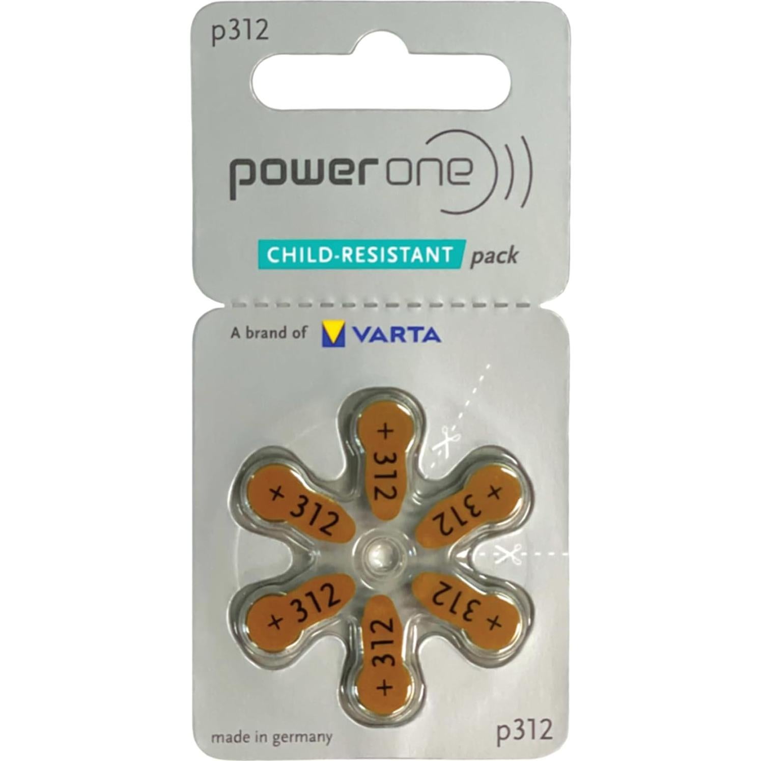 Baterías para Audífonos Power One P312 Zinc-Aire 180 Unidades