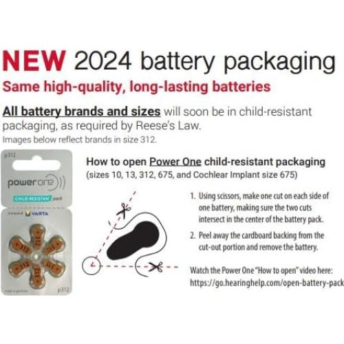 Baterías para Audífonos Power One P312 Zinc-Aire 180 Unidades