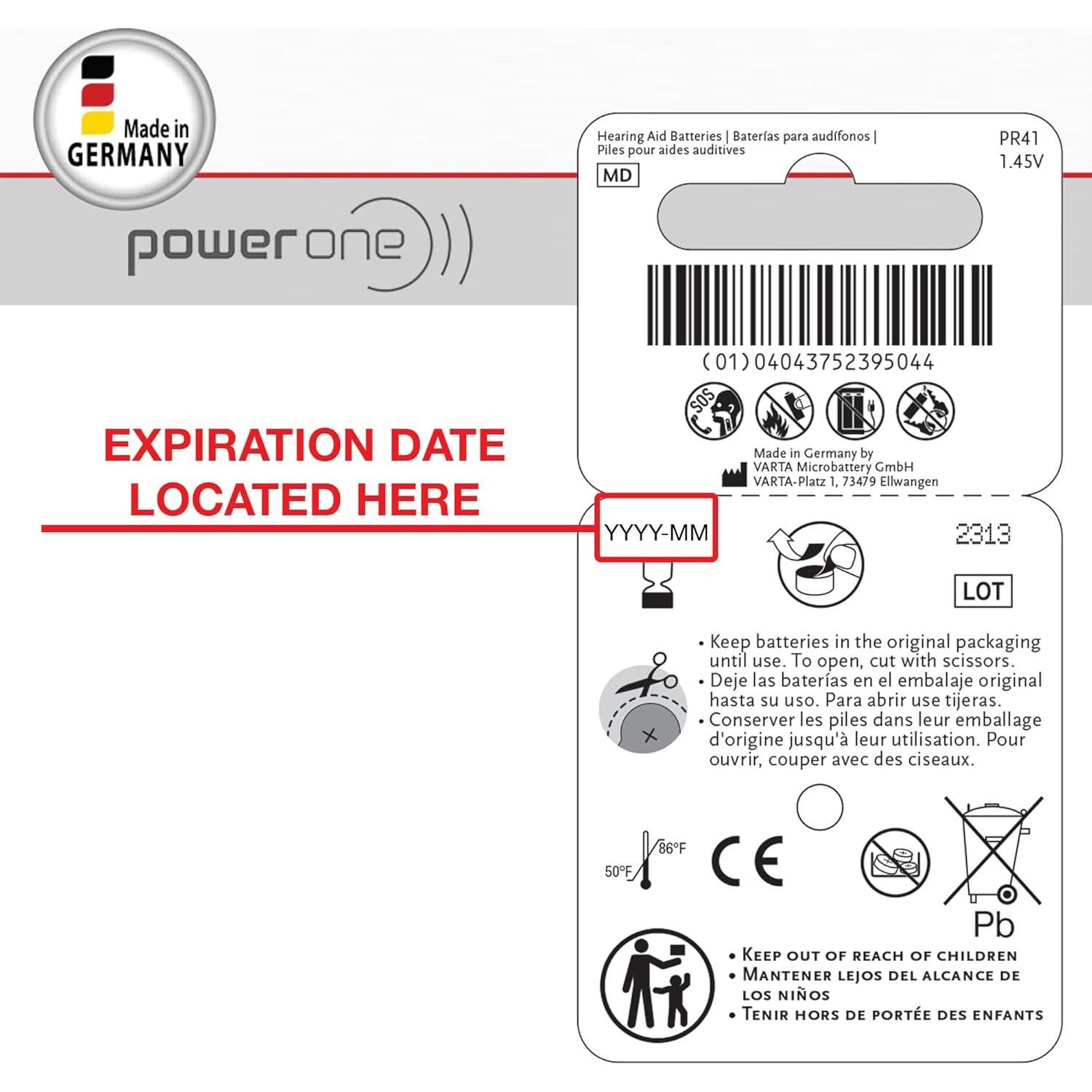 Baterías para Audífonos Power One P312 Zinc-Aire 180 Unidades
