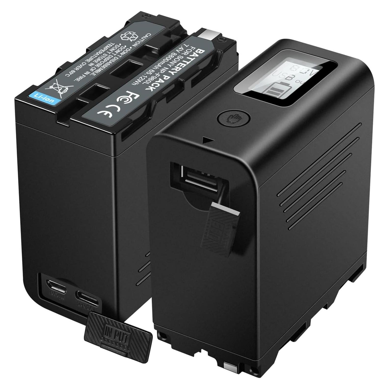 Baterías KUNLUN NP-F970 8800mAh - Paquete de 2 con LCD