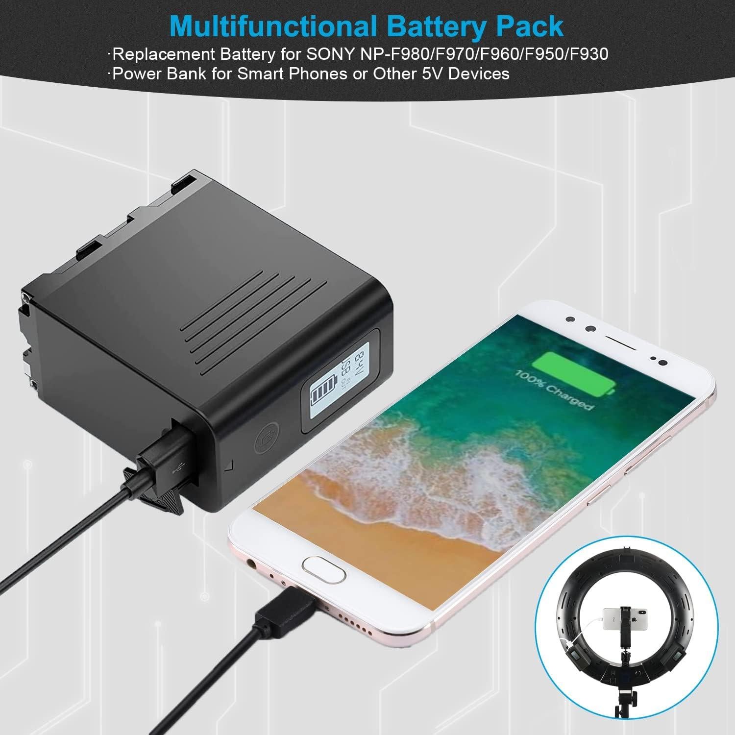 Baterías KUNLUN NP-F970 8800mAh - Paquete de 2 con LCD