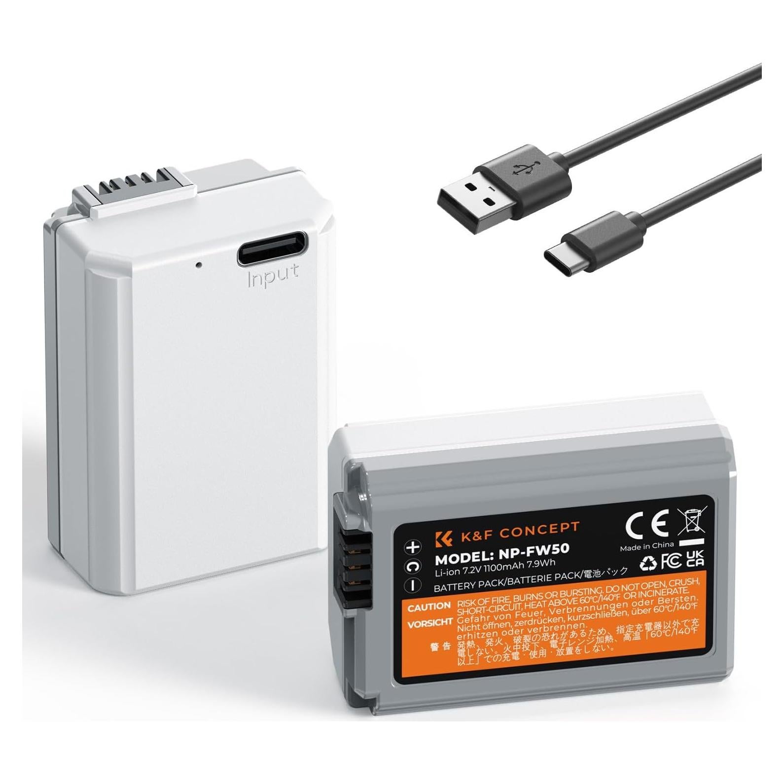 Baterías K&F CONCEPT NP-FW50 2-Pack Carga Rápida USB-C