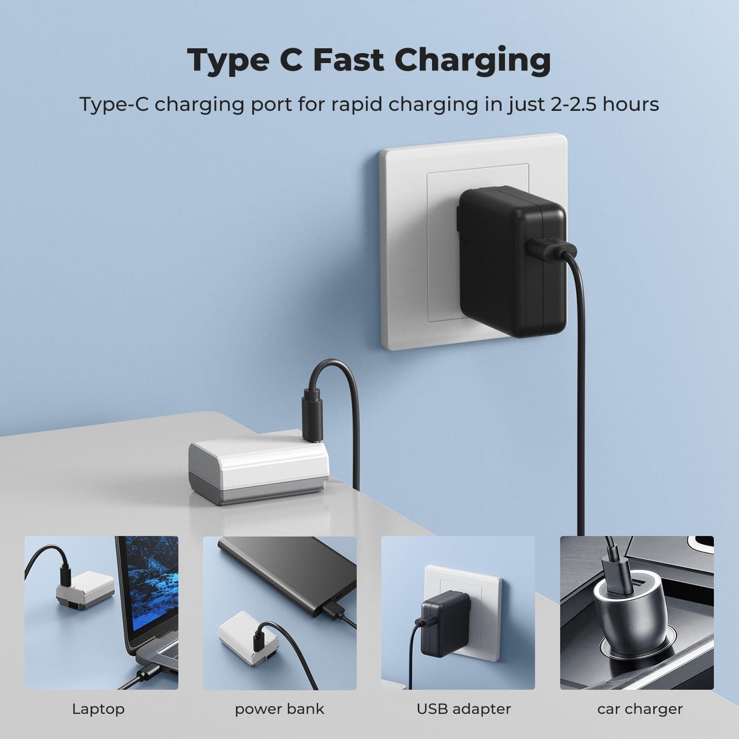 Baterías K&F CONCEPT NP-FW50 2-Pack Carga Rápida USB-C