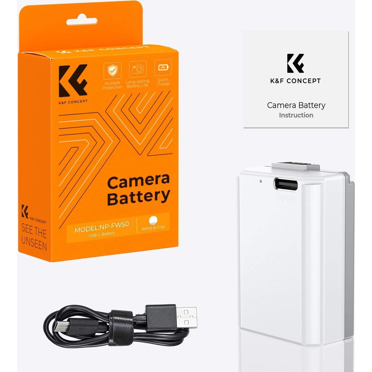Baterías K&F CONCEPT NP-FW50 2-Pack Carga Rápida USB-C