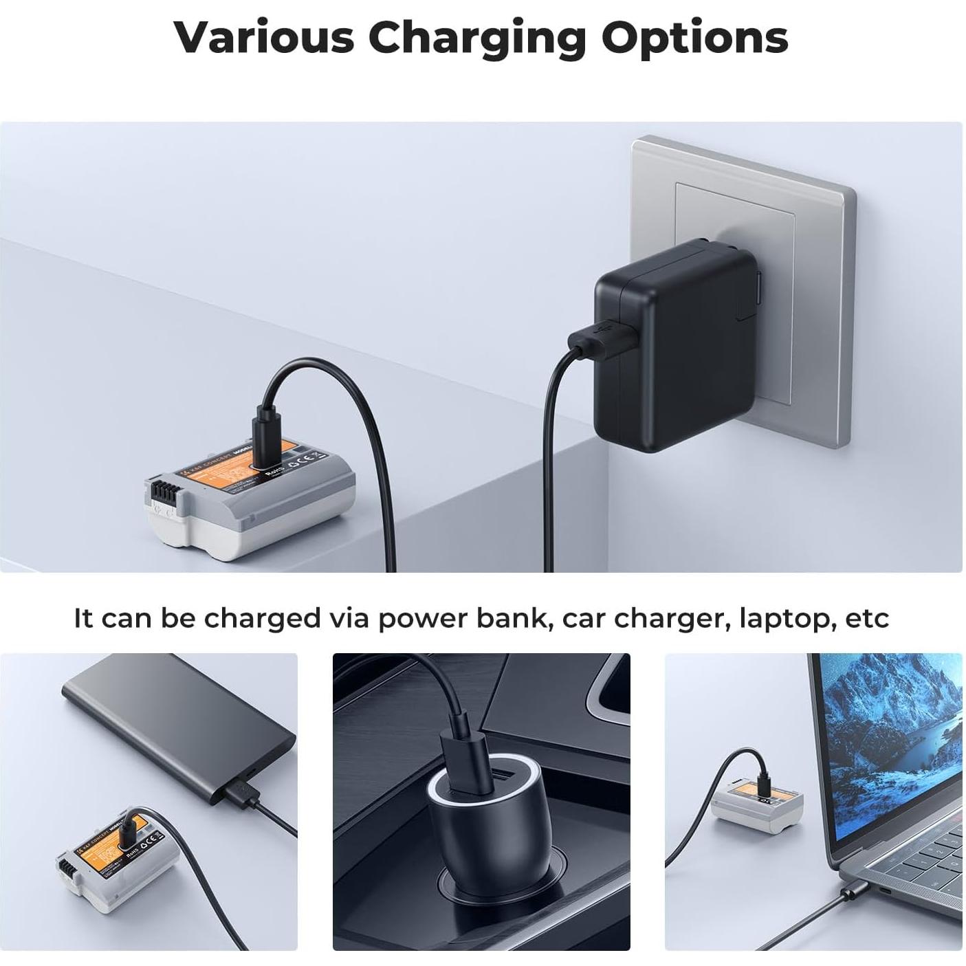 Batería K&F Concept EN-EL15C 2600mAh USB-C para Nikon