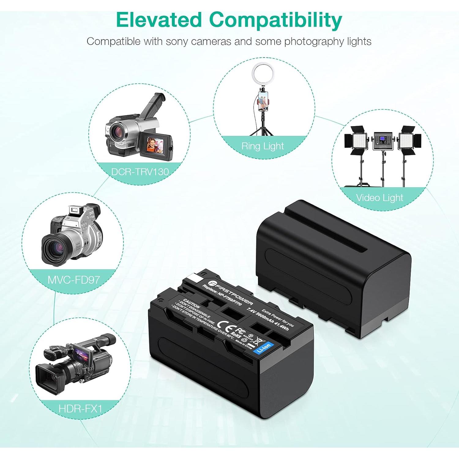 Batería FirstPower NP-F750 5600mAh + Cargador USB Doble