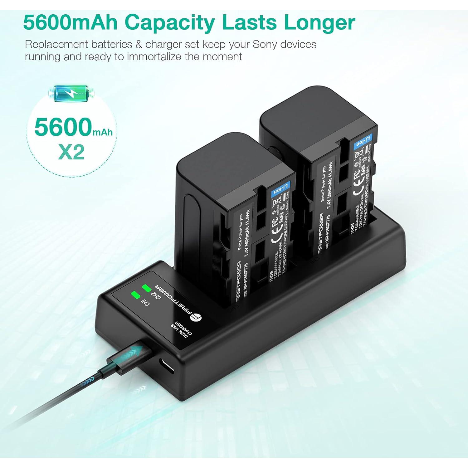 Batería FirstPower NP-F750 5600mAh + Cargador USB Doble