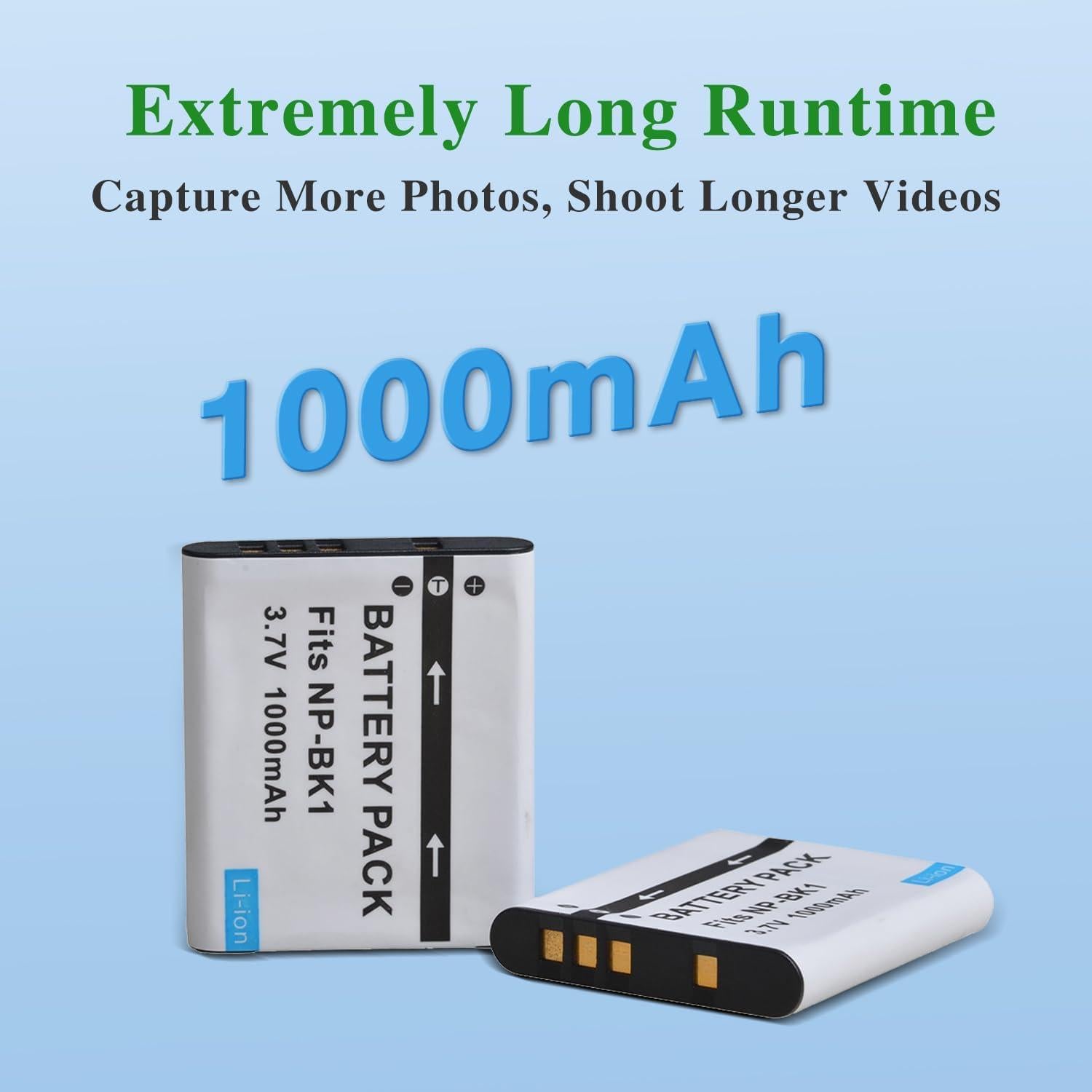 Tectra Paquete 2 Baterías NP-BK1 y Cargador USB para Sony