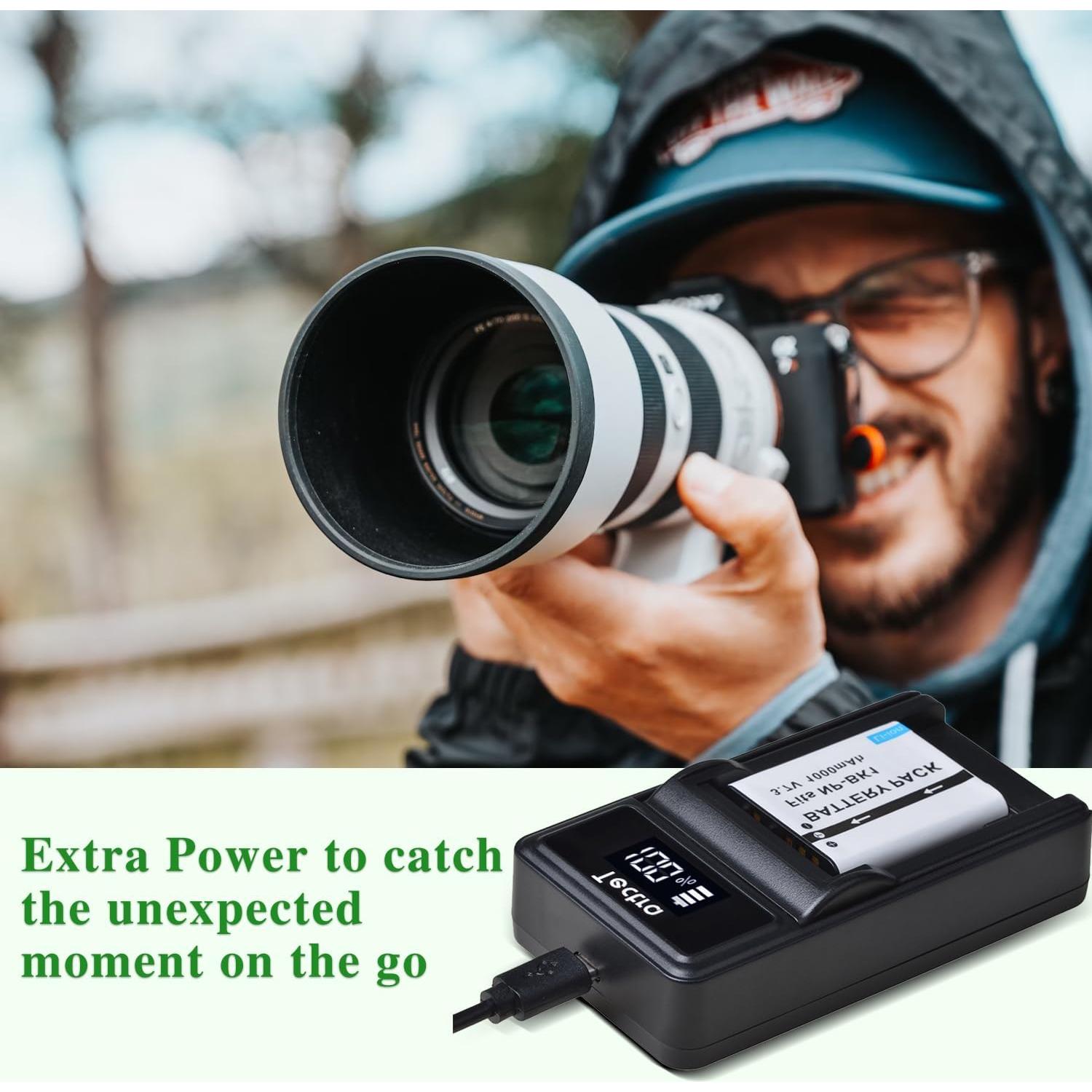 Tectra Paquete 2 Baterías NP-BK1 y Cargador USB para Sony