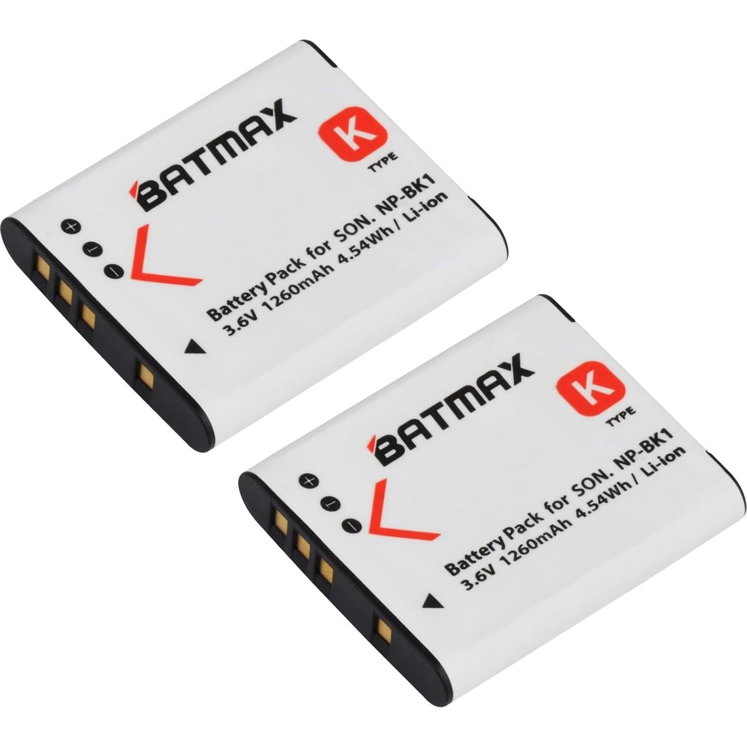 Batmax 2 Baterías Li-ion NP-BK1 + Cargador Rápido LCD USB