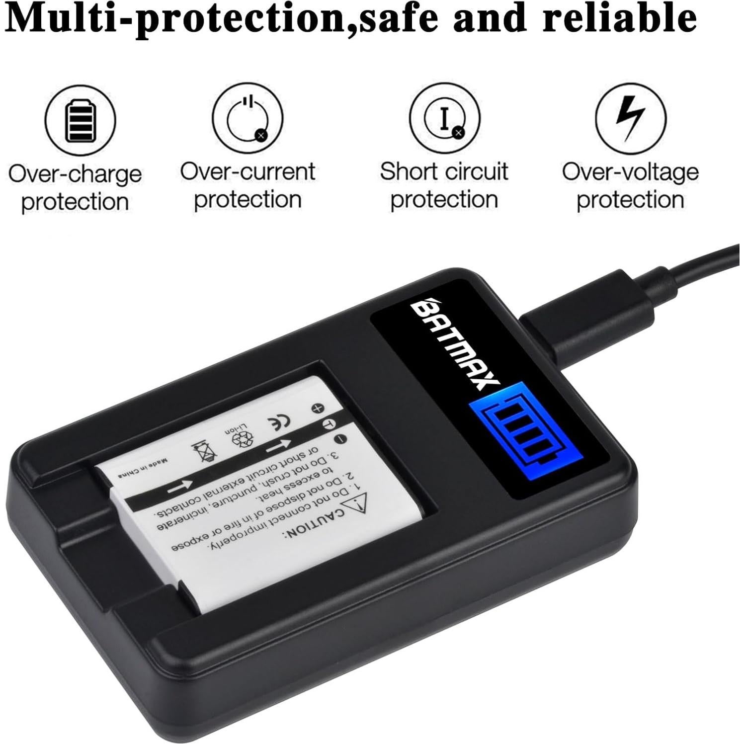 Batmax 2 Baterías Li-ion NP-BK1 + Cargador Rápido LCD USB