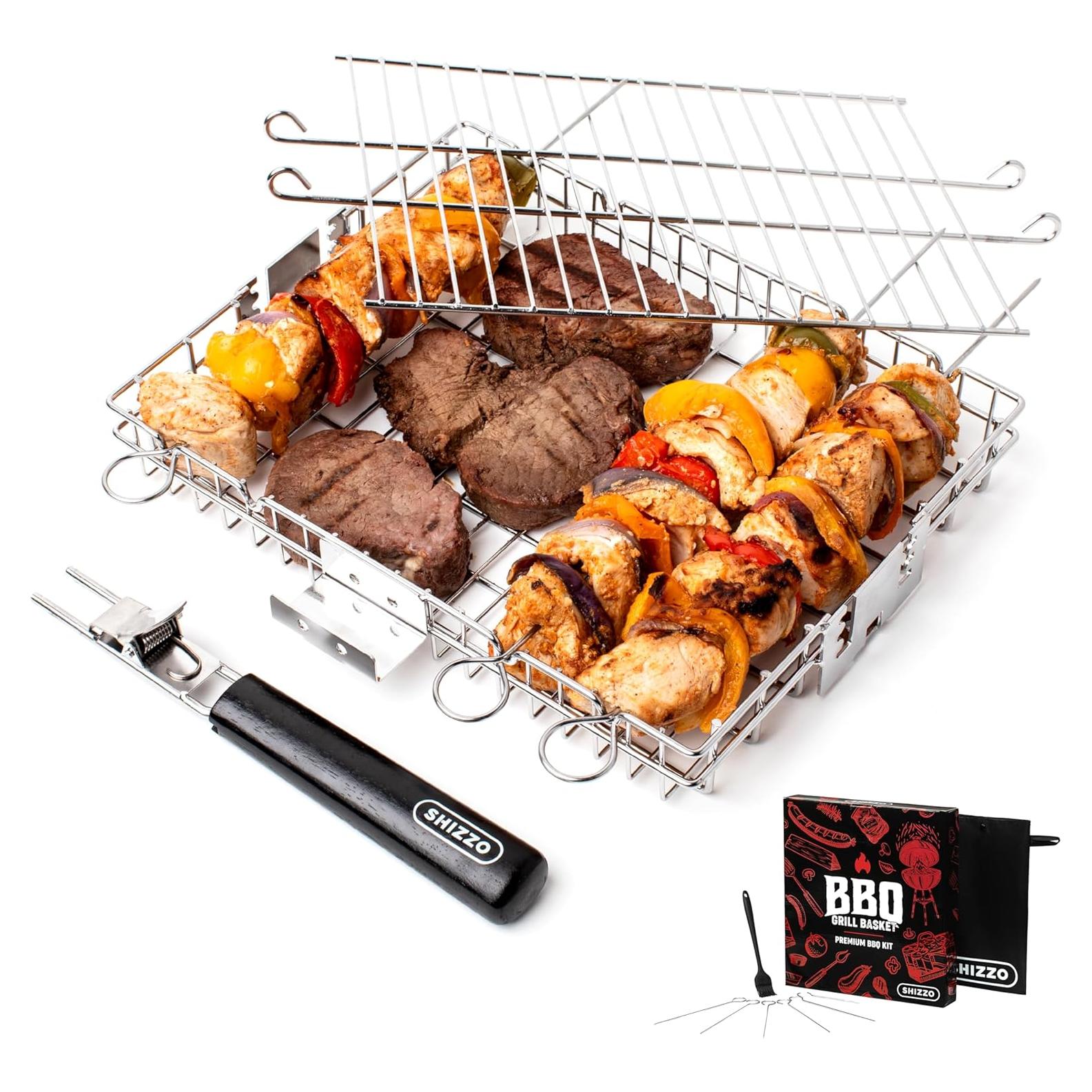 Cesta de Parrilla SHIZZO de Acero Inoxidable 1.43 kg