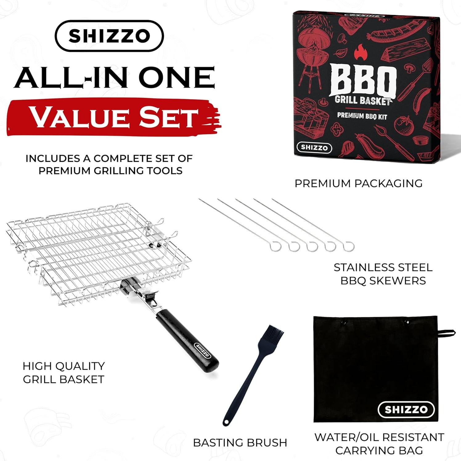 Cesta de Parrilla SHIZZO de Acero Inoxidable 1.43 kg