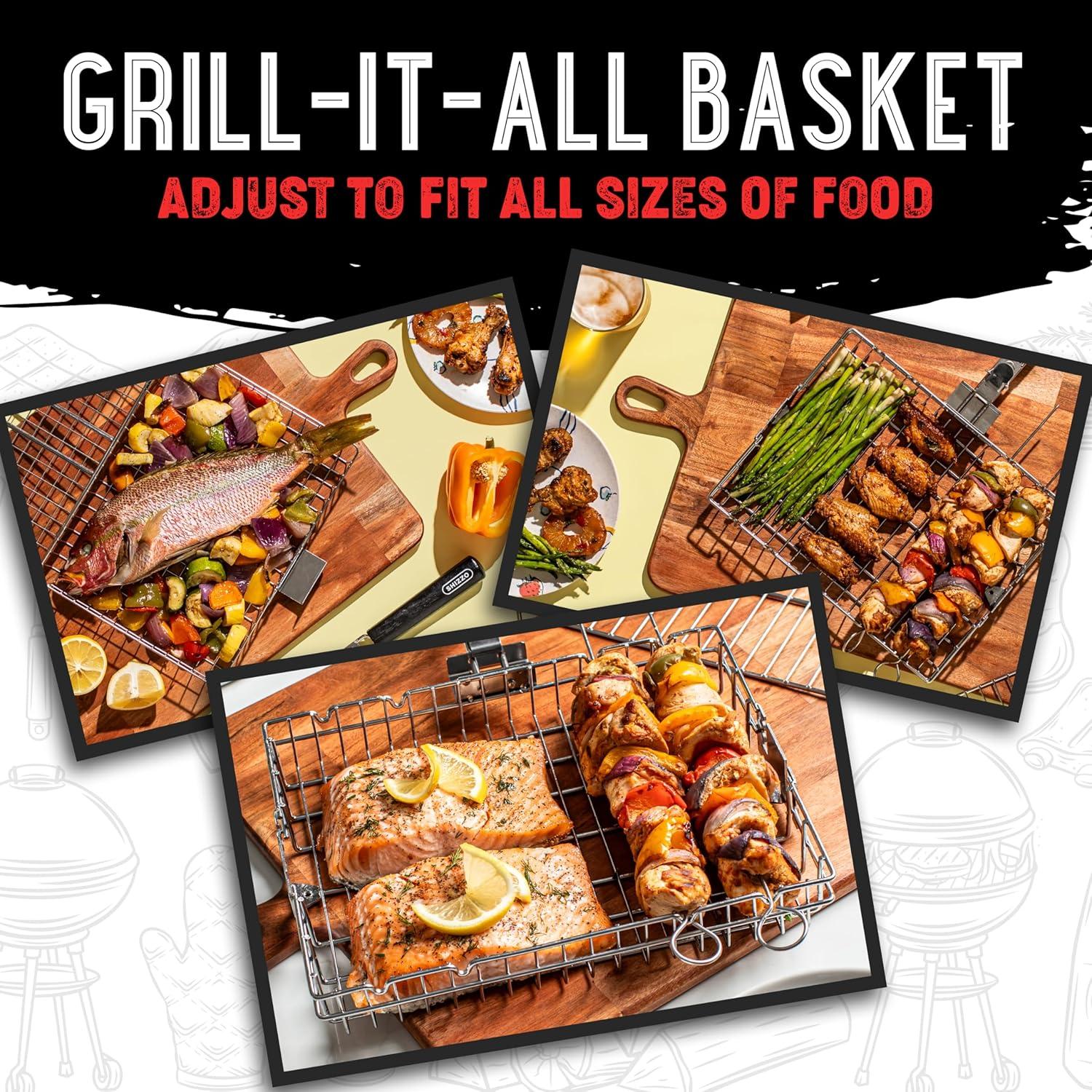 Cesta de Parrilla SHIZZO de Acero Inoxidable 1.43 kg