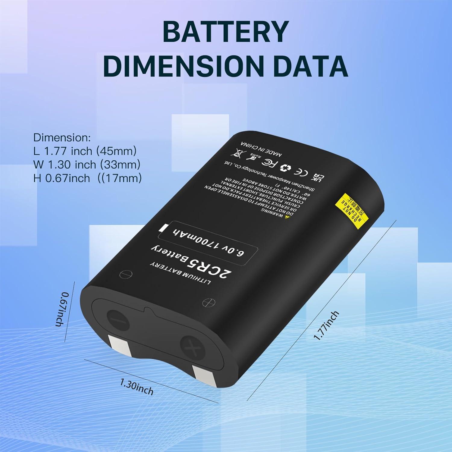 Batería 2CR5 KOOAQQ 1700mAh 6V Reemplazo para Cámara