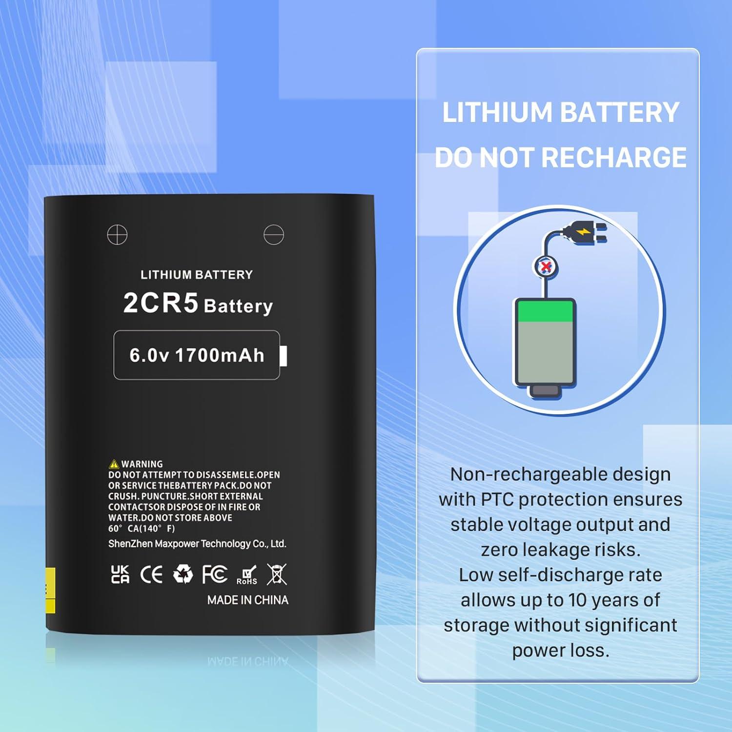 Batería 2CR5 KOOAQQ 1700mAh 6V Reemplazo para Cámara