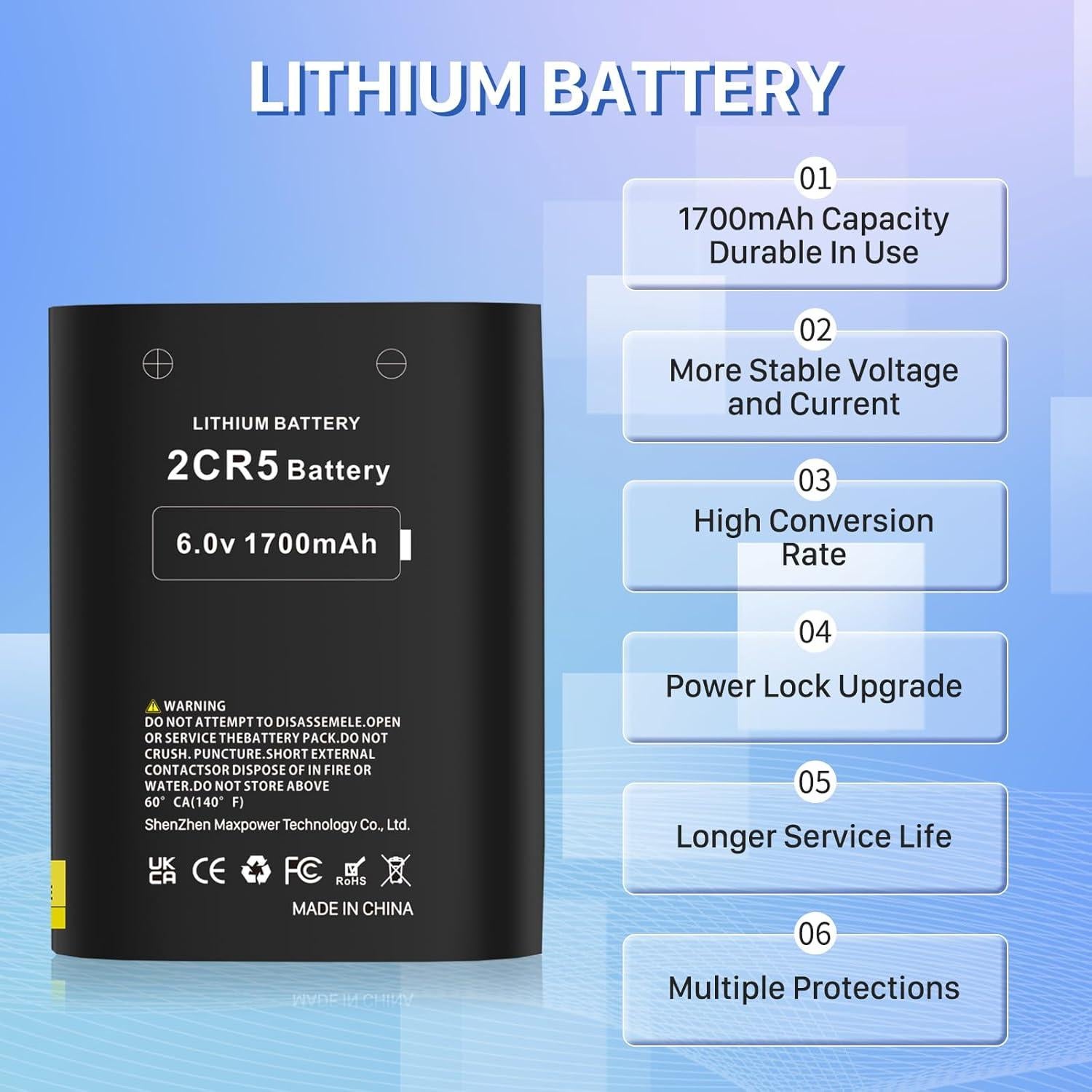 Batería 2CR5 KOOAQQ 1700mAh 6V Reemplazo para Cámara