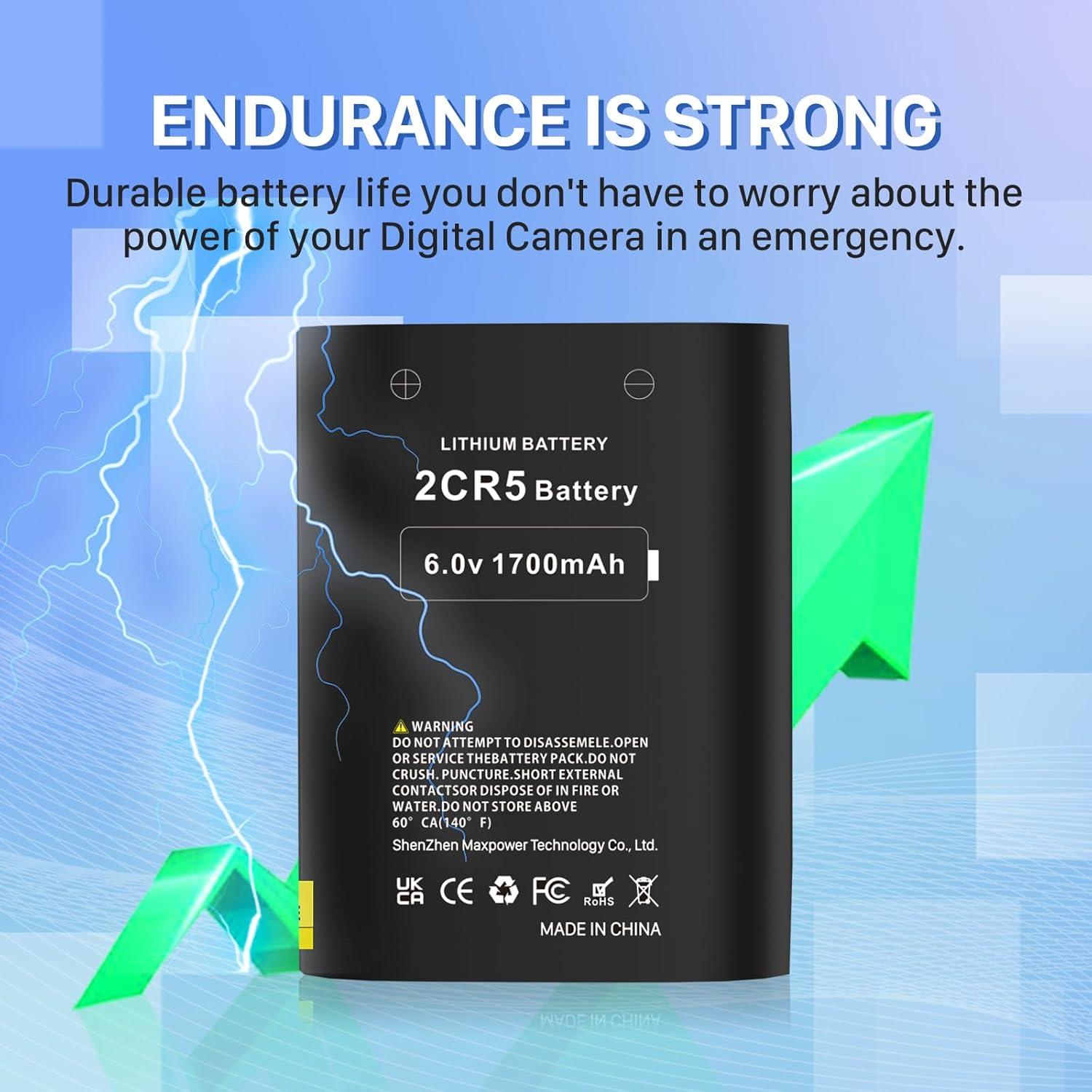 Batería 2CR5 KOOAQQ 1700mAh 6V Reemplazo para Cámara