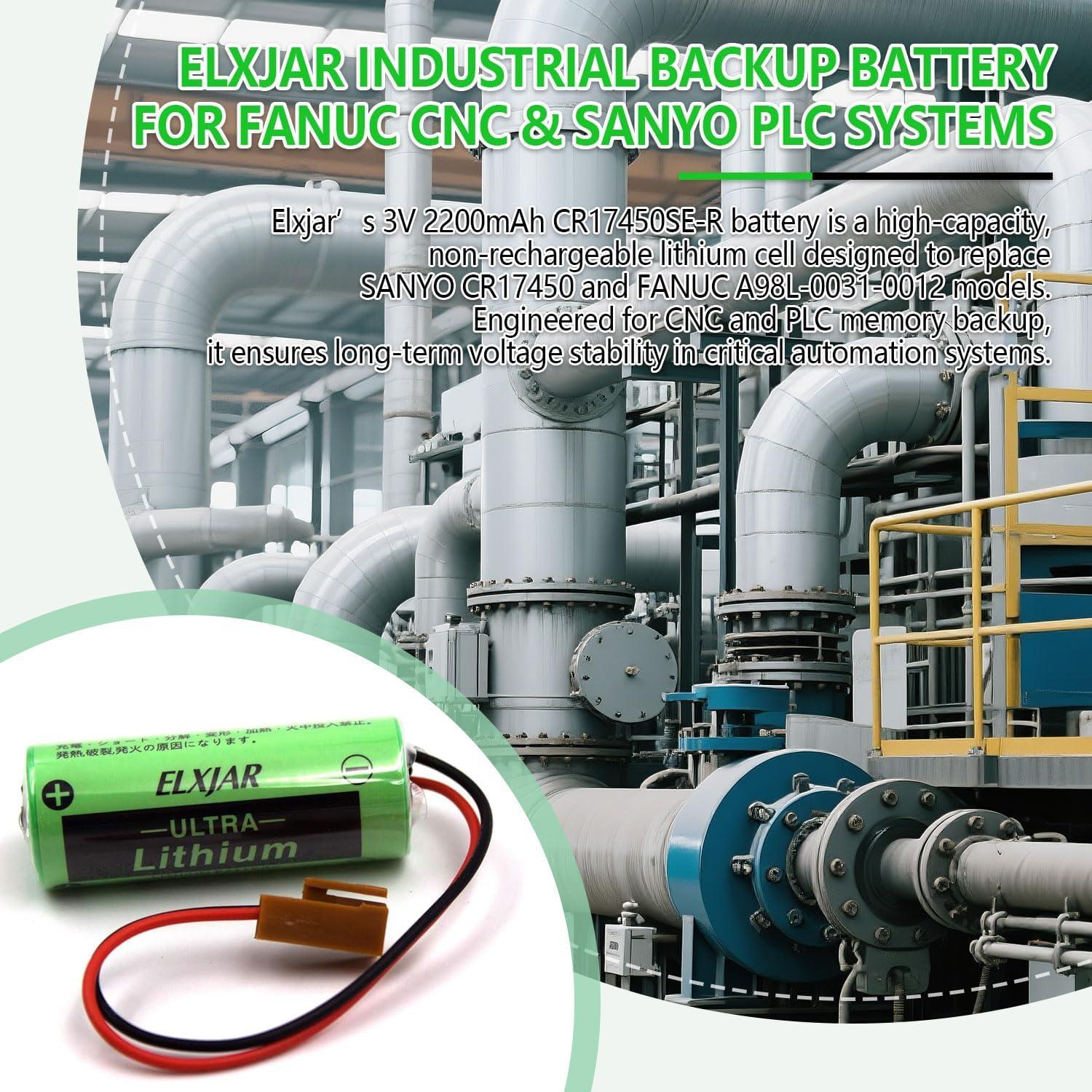 Paquete de 5 Baterías de Litio No Recargable Elxjar CR17450SE-R 3V 2200mAh